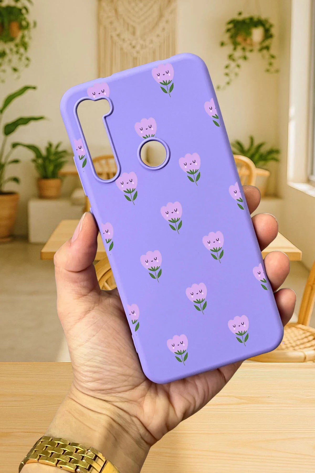 Xiaomi Redmi Note 8 MİNİ LALE DESENLİ Silikon Darbe Emici Klasik Korumalı Rubber Kılıf