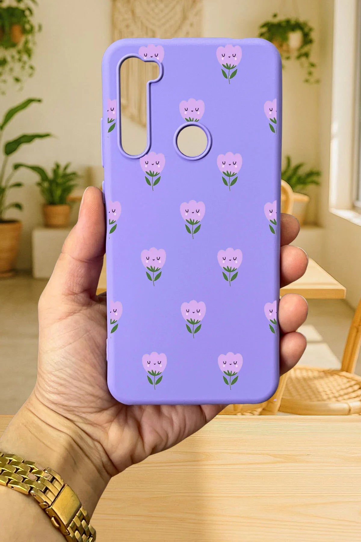 Xiaomi Redmi Note 8 MİNİ LALE DESENLİ Silikon Darbe Emici Klasik Korumalı Rubber Kılıf