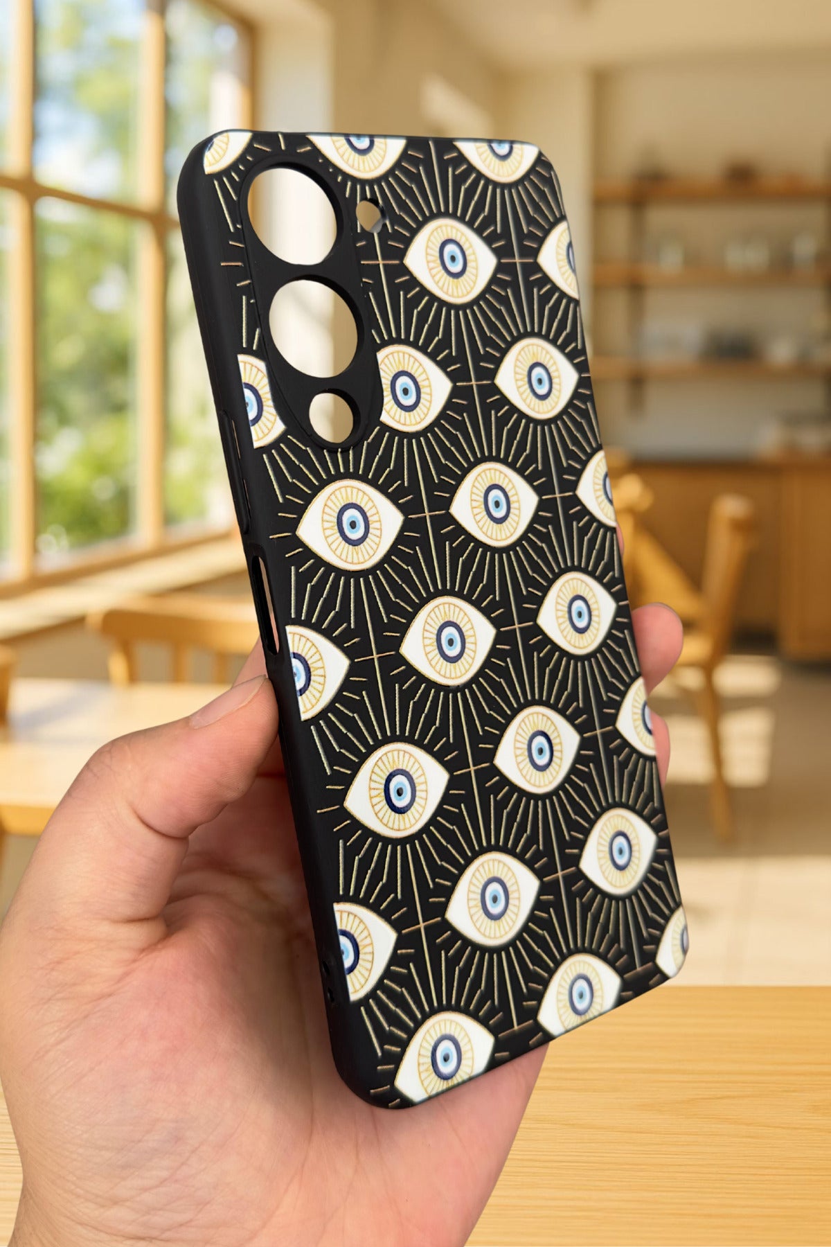 VİVO Y19 Uyumlu EVIL EYE Desenli Silikon Darbe Emici Klasik Korumalı Rubber Kılıf