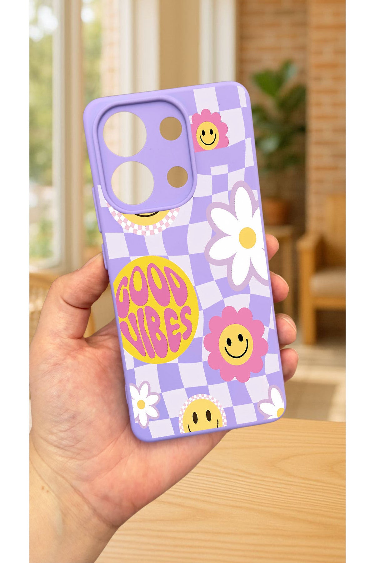 Xiaomi Redmi Note 13 4G Uyumlu GOOD VİBES Silikon Darbe Emici Klasik Korumalı Rubber Kılıf