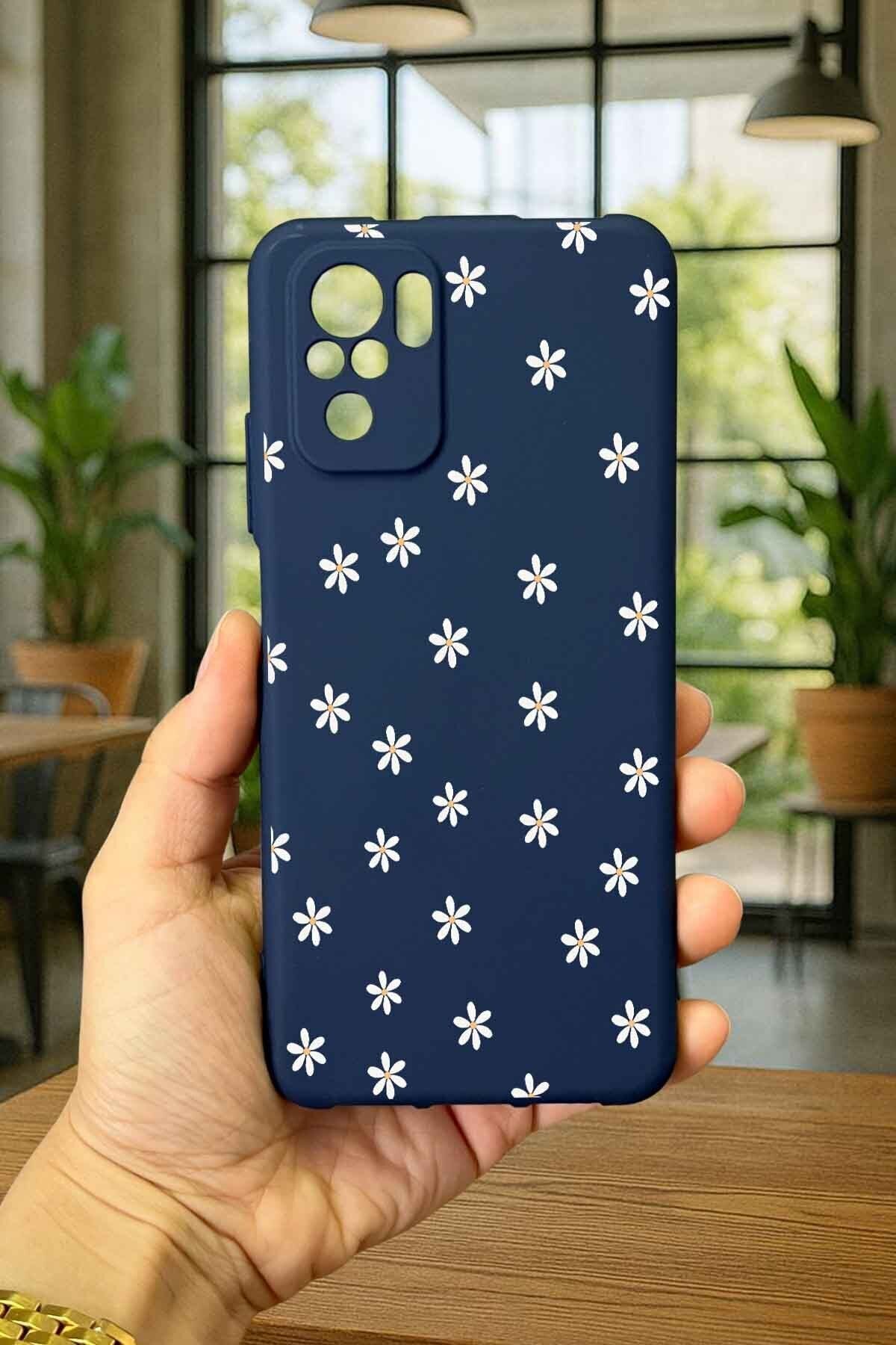 Redmi Note 10 ve 10S Uyumlu MİNİ PAPATYA DESENLİ Silikon Darbe Emici Klasik Korumalı Rubber Kılıf