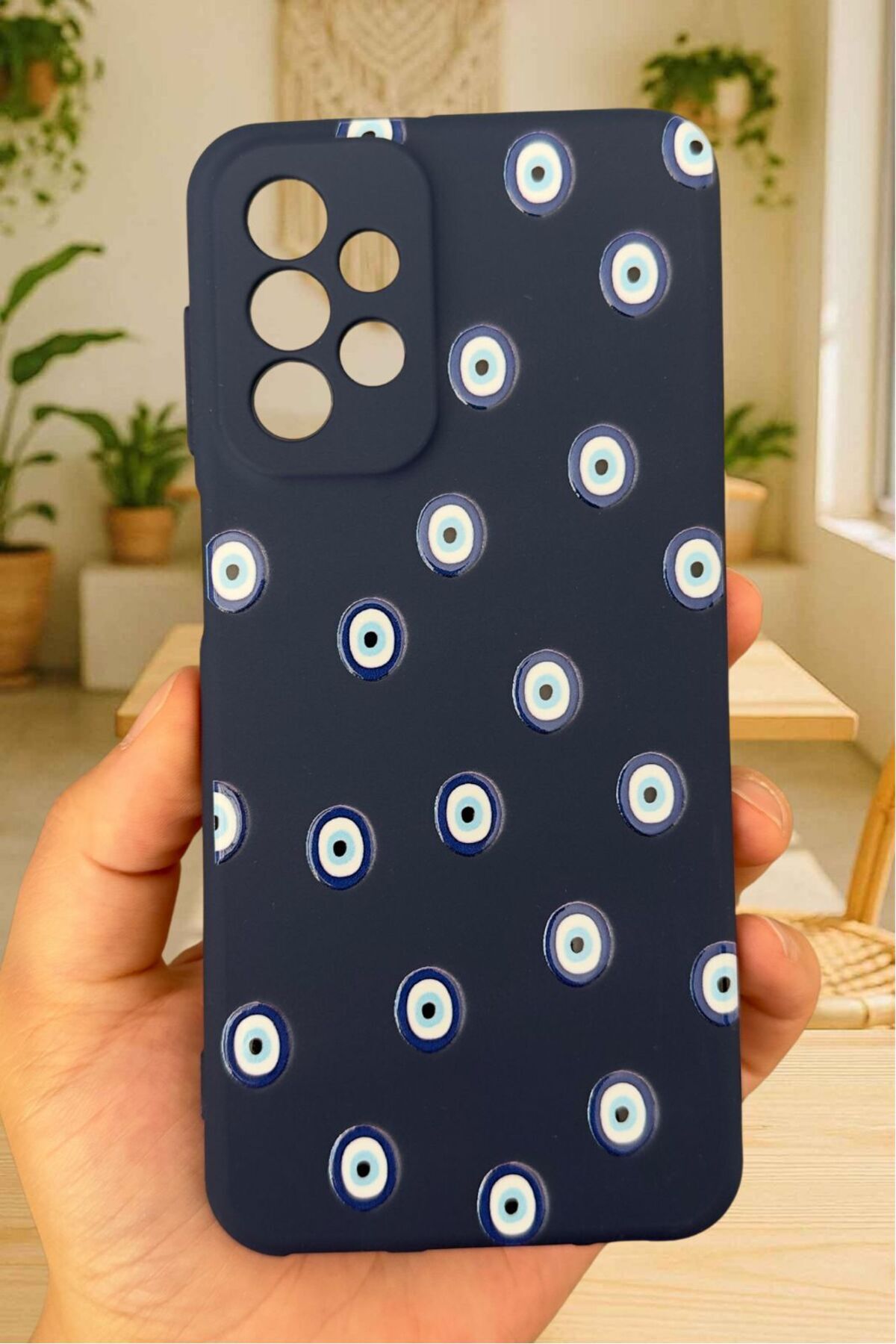 Samsung Galaxy A23 Uyumlu Nazar Boncuk Desenli Silikon Darbe Emici Klasik Korumalı Rubber Kılıf