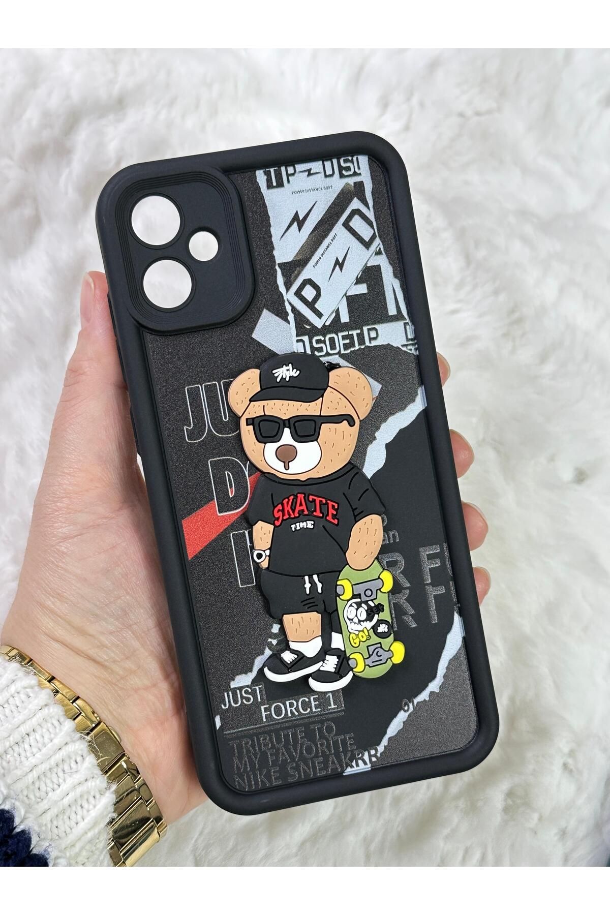 Samsung Galaxy A05 - Kabartmalı 3D Ayıcık Desenli Silikon Kamera Korumalı Lansman Ayıcıklı Kılıf