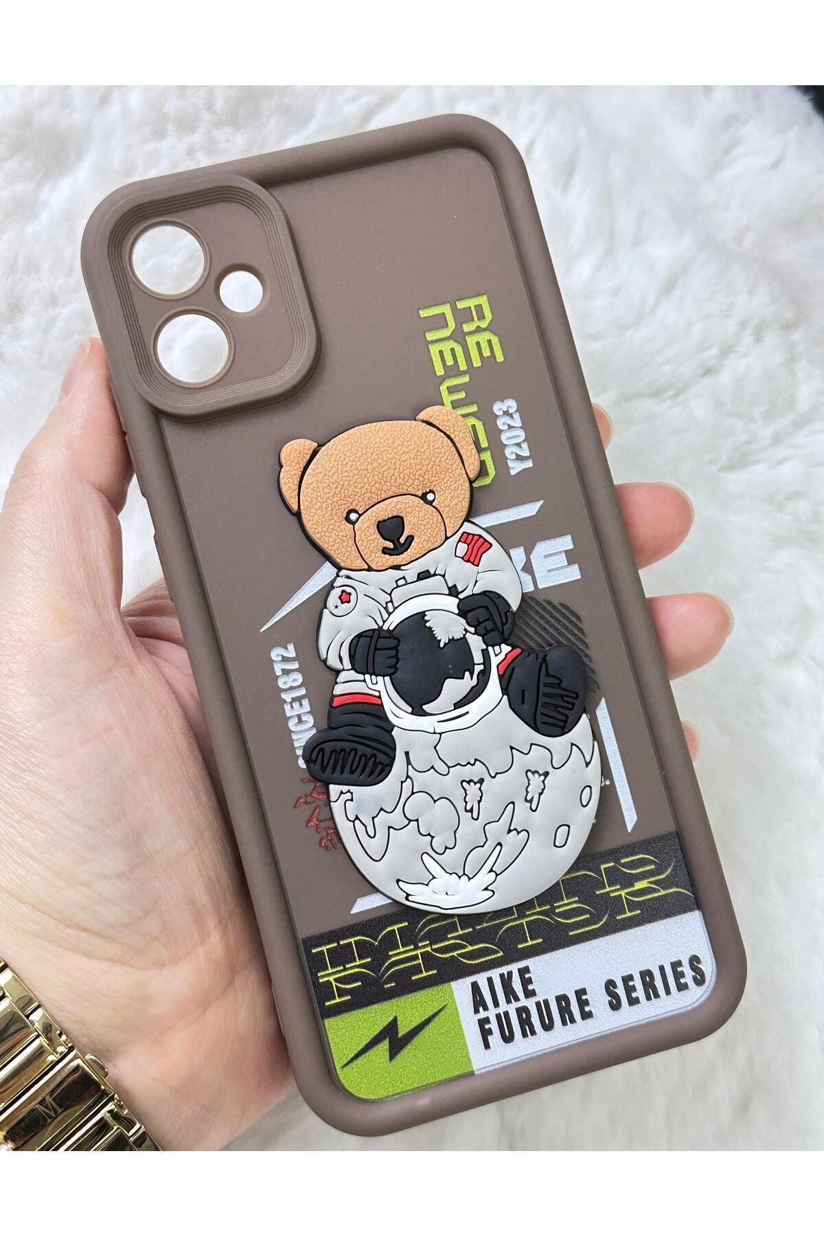 Samsung Galaxy A05 - Kabartmalı 3D Ayıcık Desenli Silikon Kamera Korumalı Lansman Ayıcıklı Kılıf