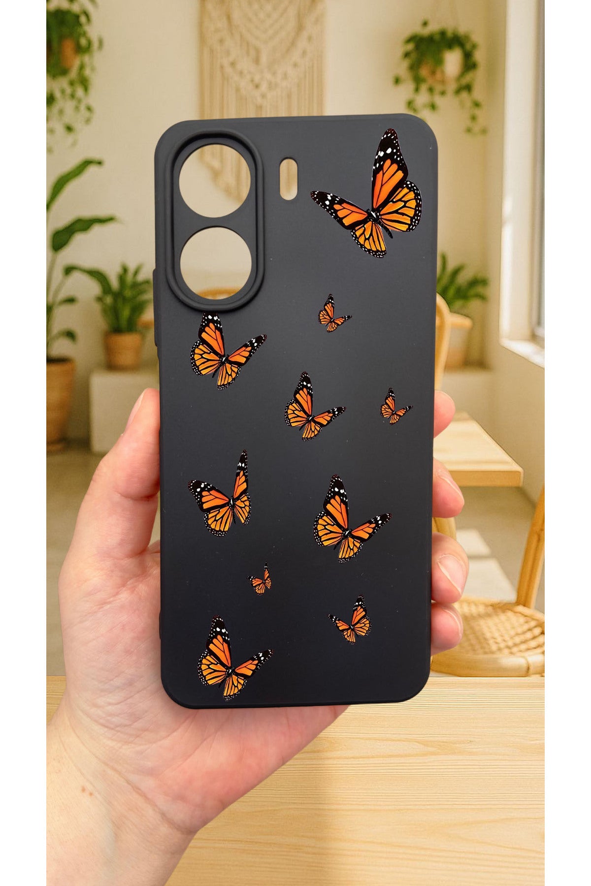 REDMİ 13C-Kelebek desenli Lansman Kamera Korumalı Yumuşak Silikon RUBBER Kılıf