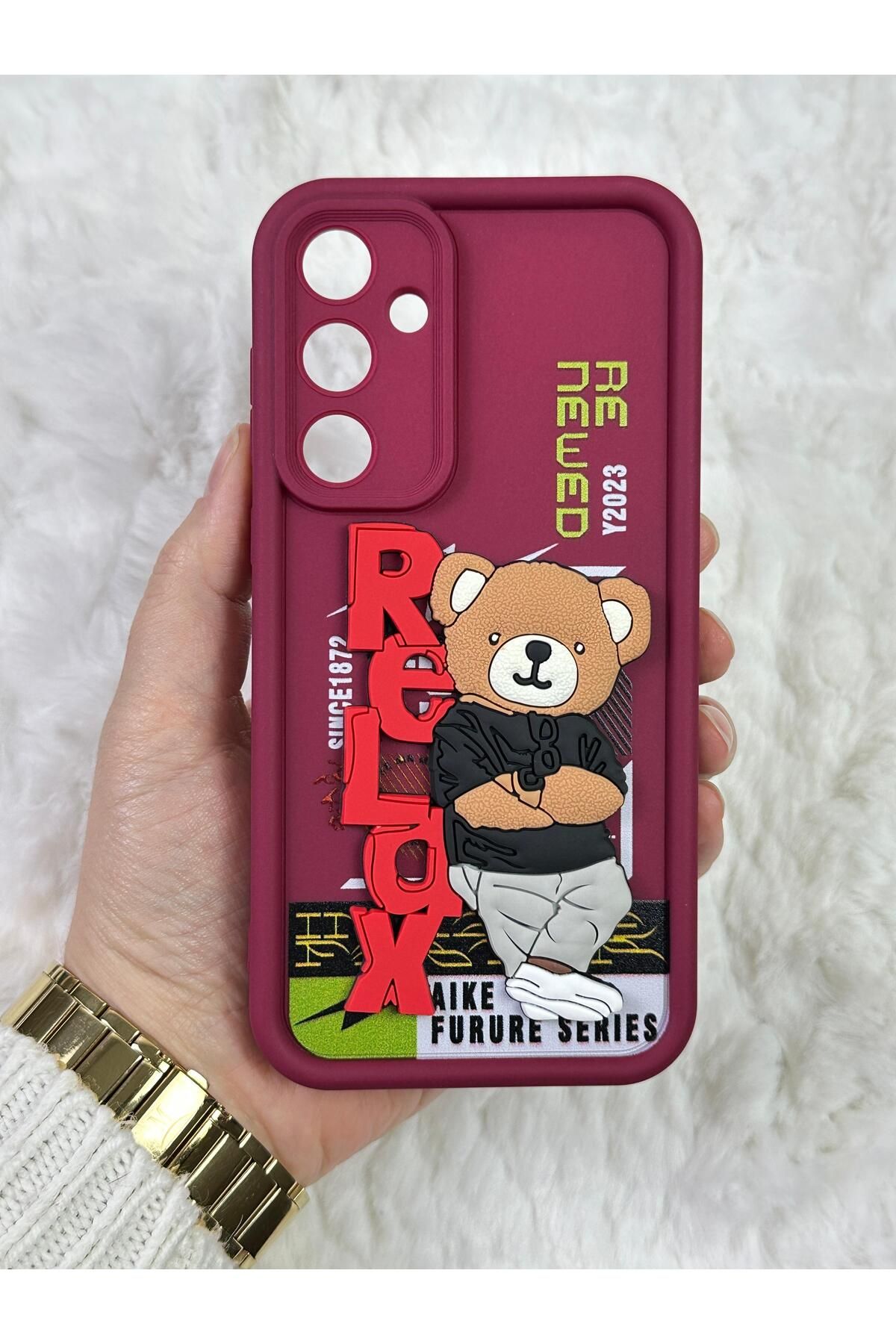 Samsung Galaxy A05S - Kabartmalı 3D Ayıcık Desenli Silikon Kamera Korumalı Lansman Ayıcıklı Kılıf