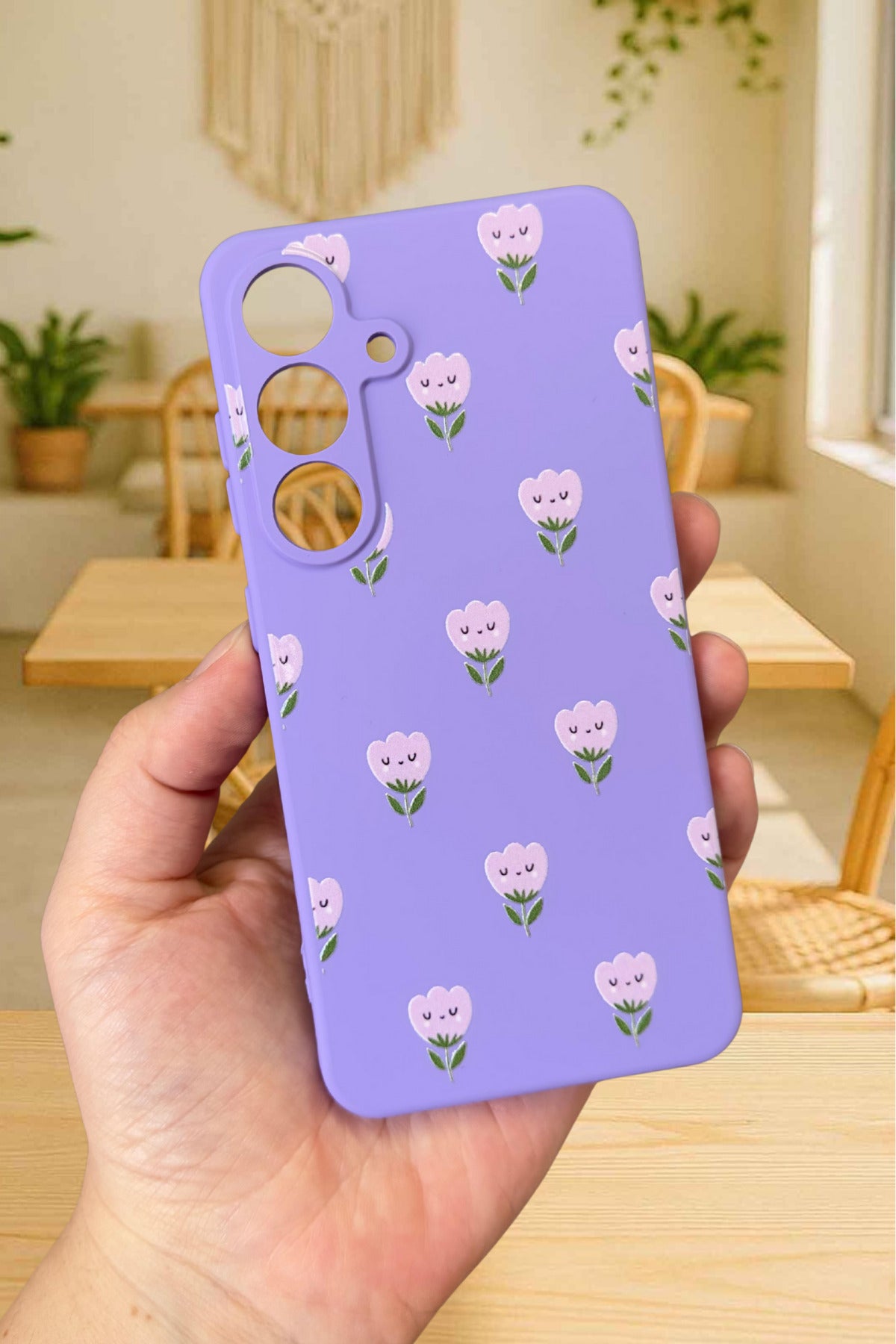 Samsung Galaxy A16 - MİNİ LALE DESENLİ Silikon Darbe Emici Klasik Korumalı Rubber Kılıf