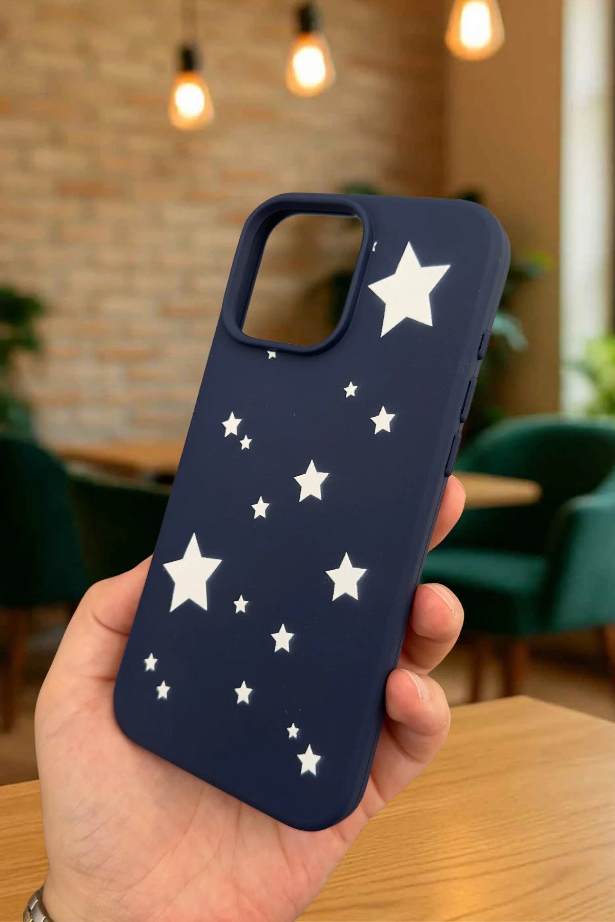 iPhone 14 Plus ve 15 Plus -MİNİ YILDIZ DESENLİ Silikon Darbe Emici Klasik Korumalı Rubber Kılıf