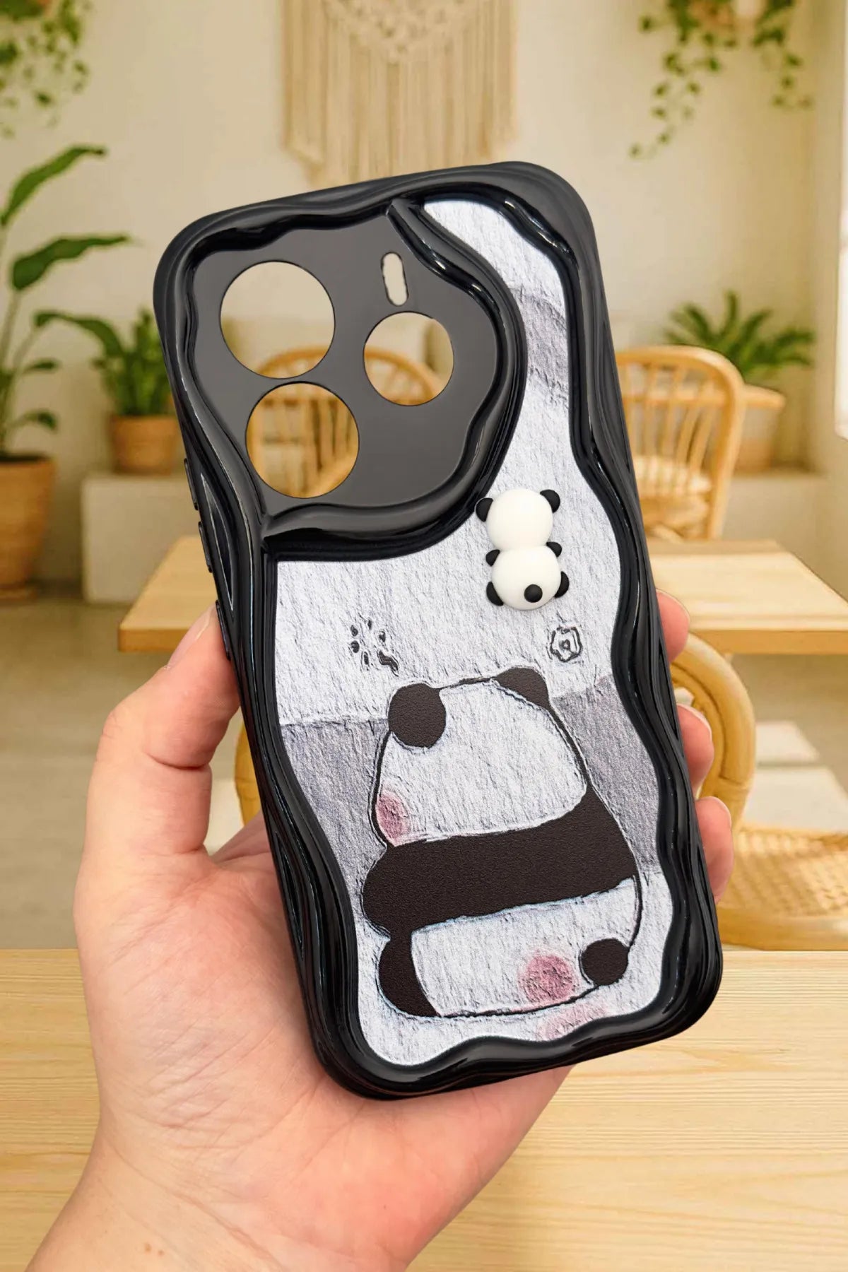 Redmi Note 14 Sevimli Ayıcık Panda Desenli 3 Boyutlu Şirin Parlak Tasarım Panda Kılıf