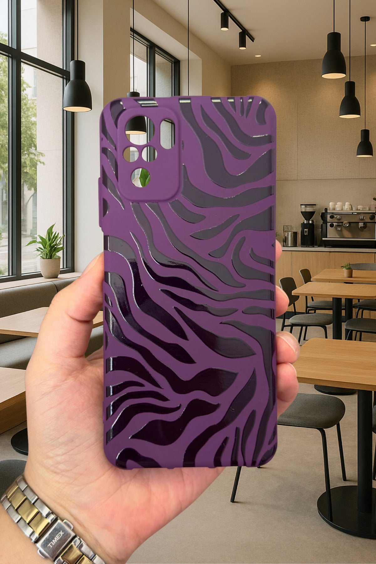 Xiaomi Redmi Note 10 ve 10S Uyumlu ZEBRA DESENLİ Silikon Darbe Emici Klasik Korumalı Rubber Kılıf