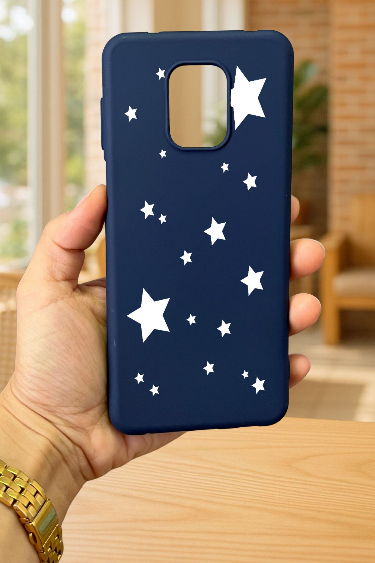 Redmi Note 9 Pro/9S Uyumlu MİNİ YILDIZ DESENLİ Silikon Darbe Emici Klasik Korumalı Rubber Kılıf