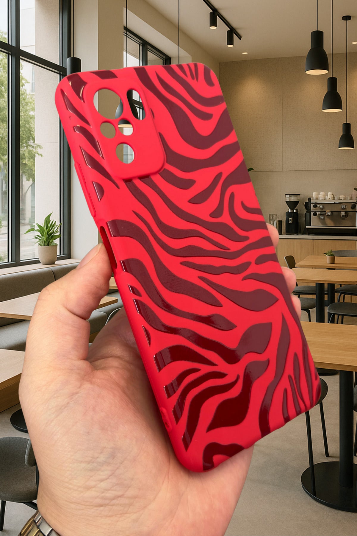 Xiaomi Redmi Note 10 ve 10S Uyumlu ZEBRA DESENLİ Silikon Darbe Emici Klasik Korumalı Rubber Kılıf