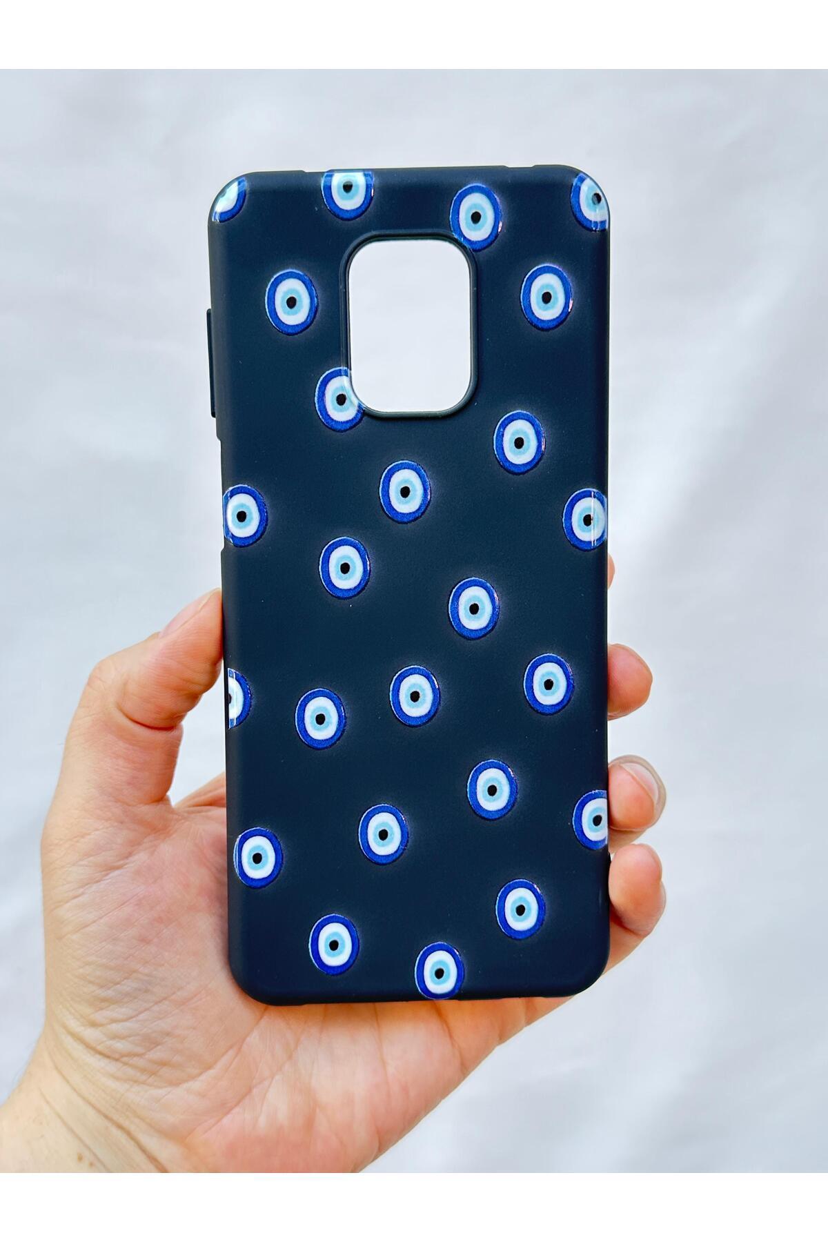 Redmi Note 9Pro/9S Uyumlu NAZAR BONCUK DESENLİ Silikon Darbe Emici Klasik Korumalı Rubber Kılıf