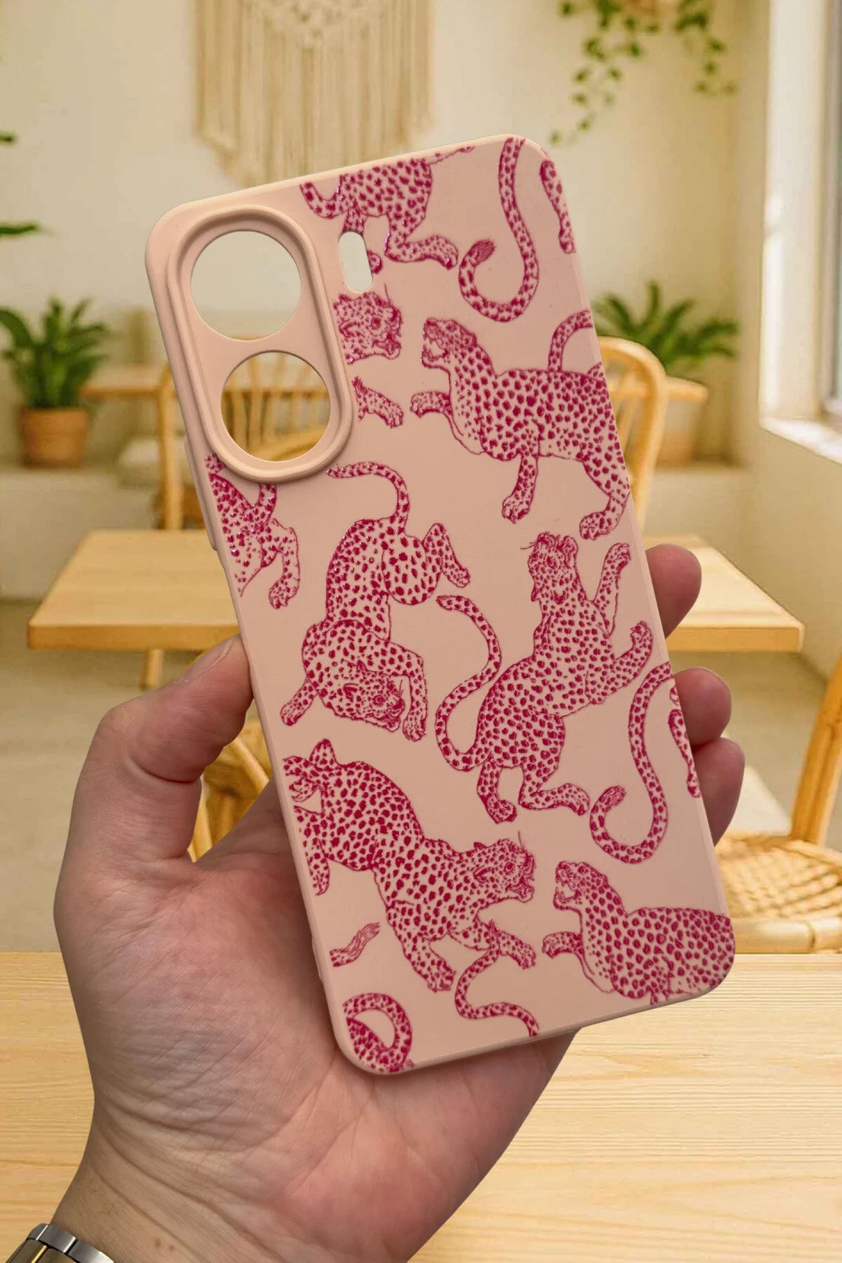 REDMİ 13C- PEMBE LEOPAR DESENLİ Lansman Kamera Korumalı Yumuşak Silikon RUBBER Kılıf