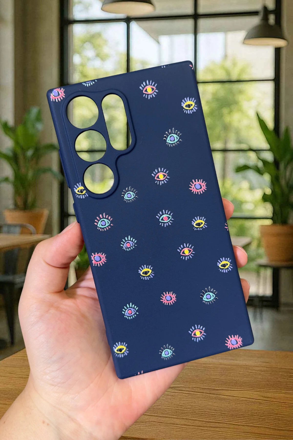 Samsung Galaxy S24 Ultra - MİNİ EVIL EYE DESENLİ Silikon Darbe Emici Klasik Korumalı Rubber Kılıf