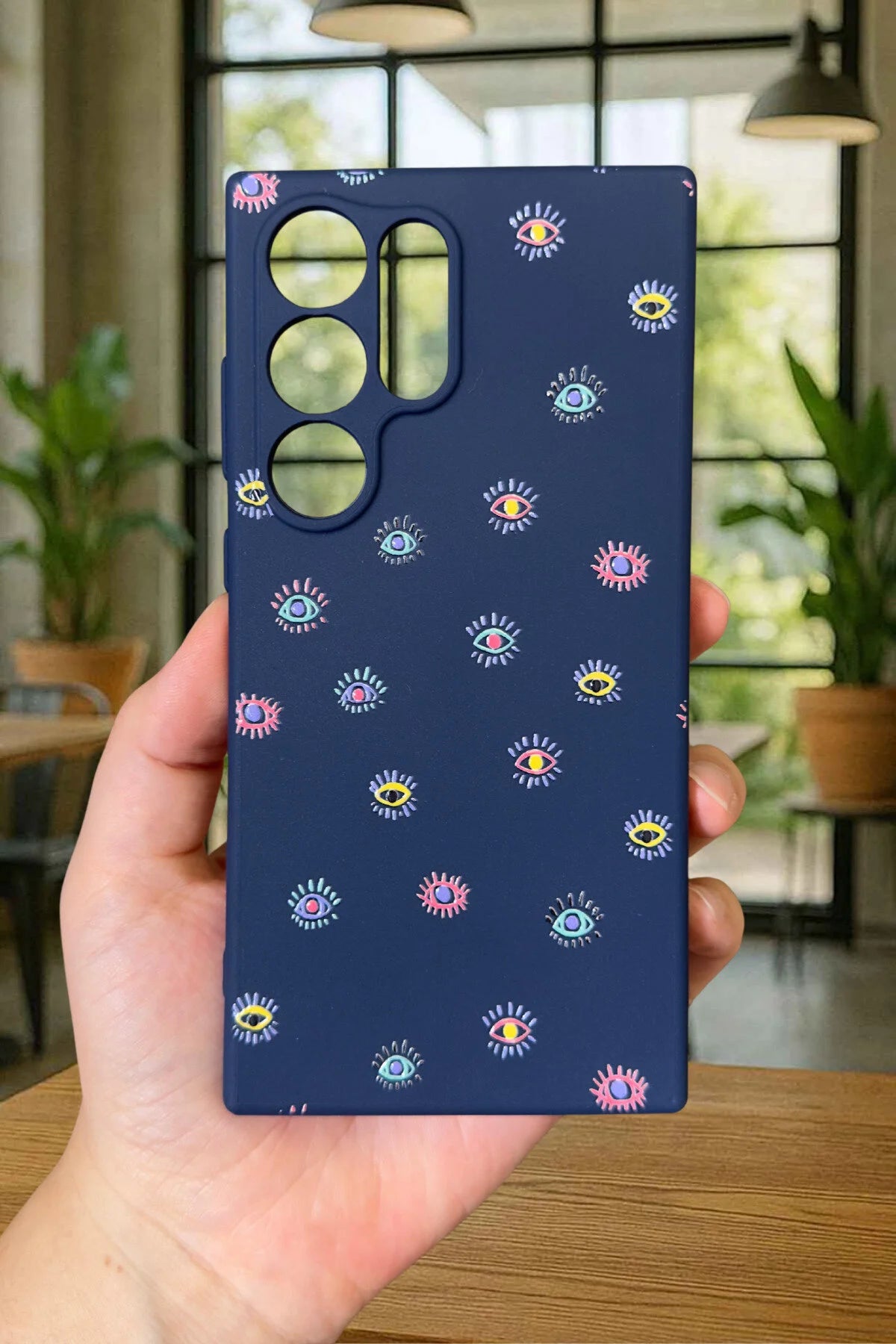 Samsung Galaxy S24 Ultra - MİNİ EVIL EYE DESENLİ Silikon Darbe Emici Klasik Korumalı Rubber Kılıf