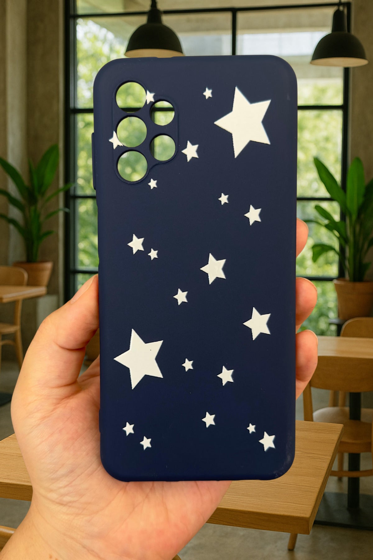 Samsung Galaxy A13 Uyumlu Mini Yıldız Desenli Silikon Darbe Emici Klasik Korumalı Rubber Kılıf