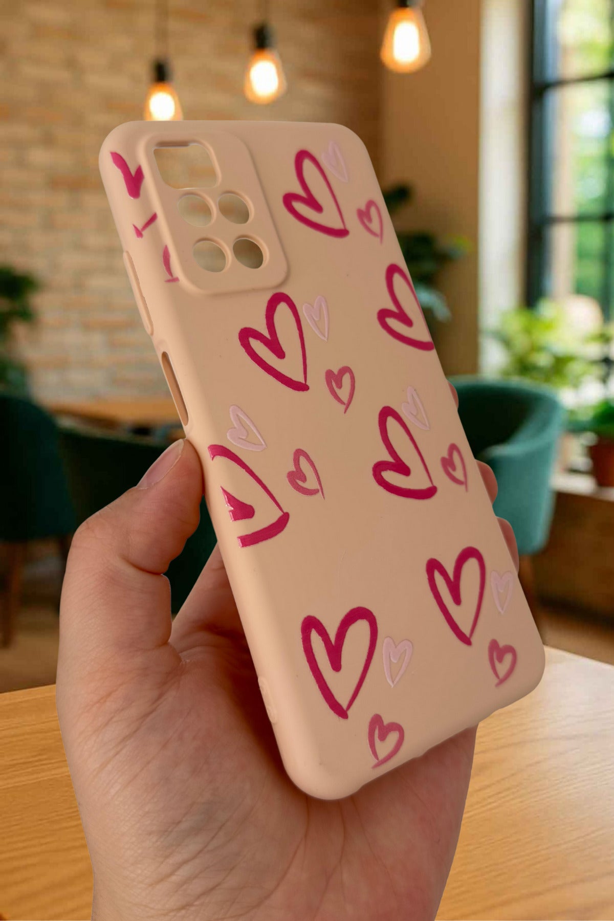 Xiaomi Redmi 10 2022 PEMBE KALP DESENLİ Silikon Darbe Emici Klasik Korumalı Rubber Kılıf