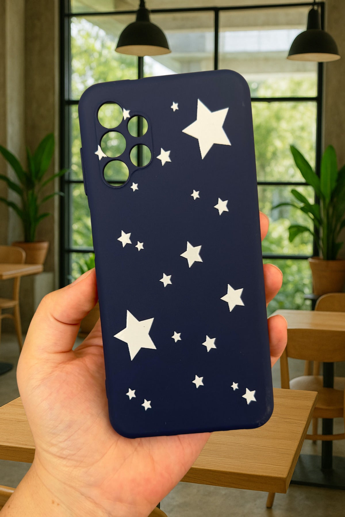 Samsung Galaxy A13 Uyumlu Mini Yıldız Desenli Silikon Darbe Emici Klasik Korumalı Rubber Kılıf