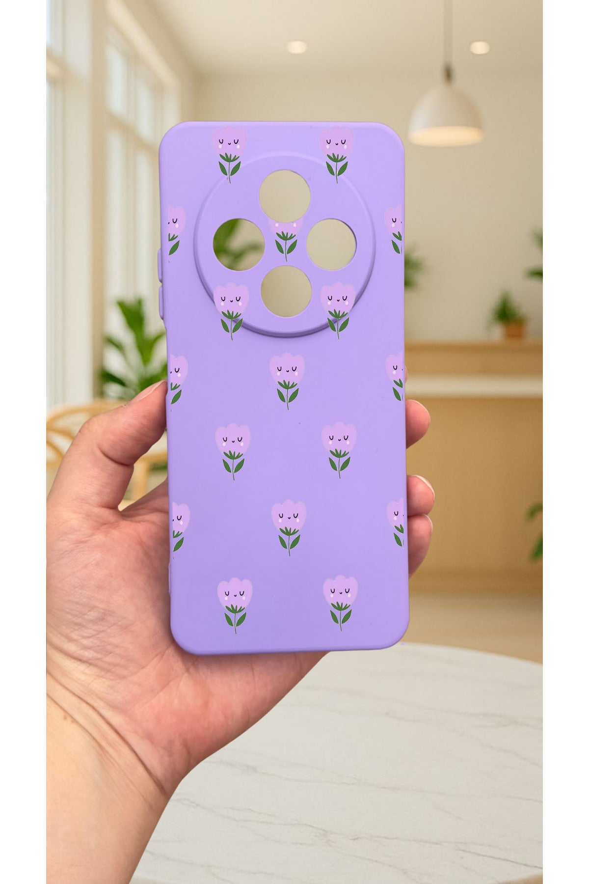 Redmi 14C -MİNİ LALE DESENLİ Silikon Darbe Emici Klasik Korumalı Rubber Kılıf