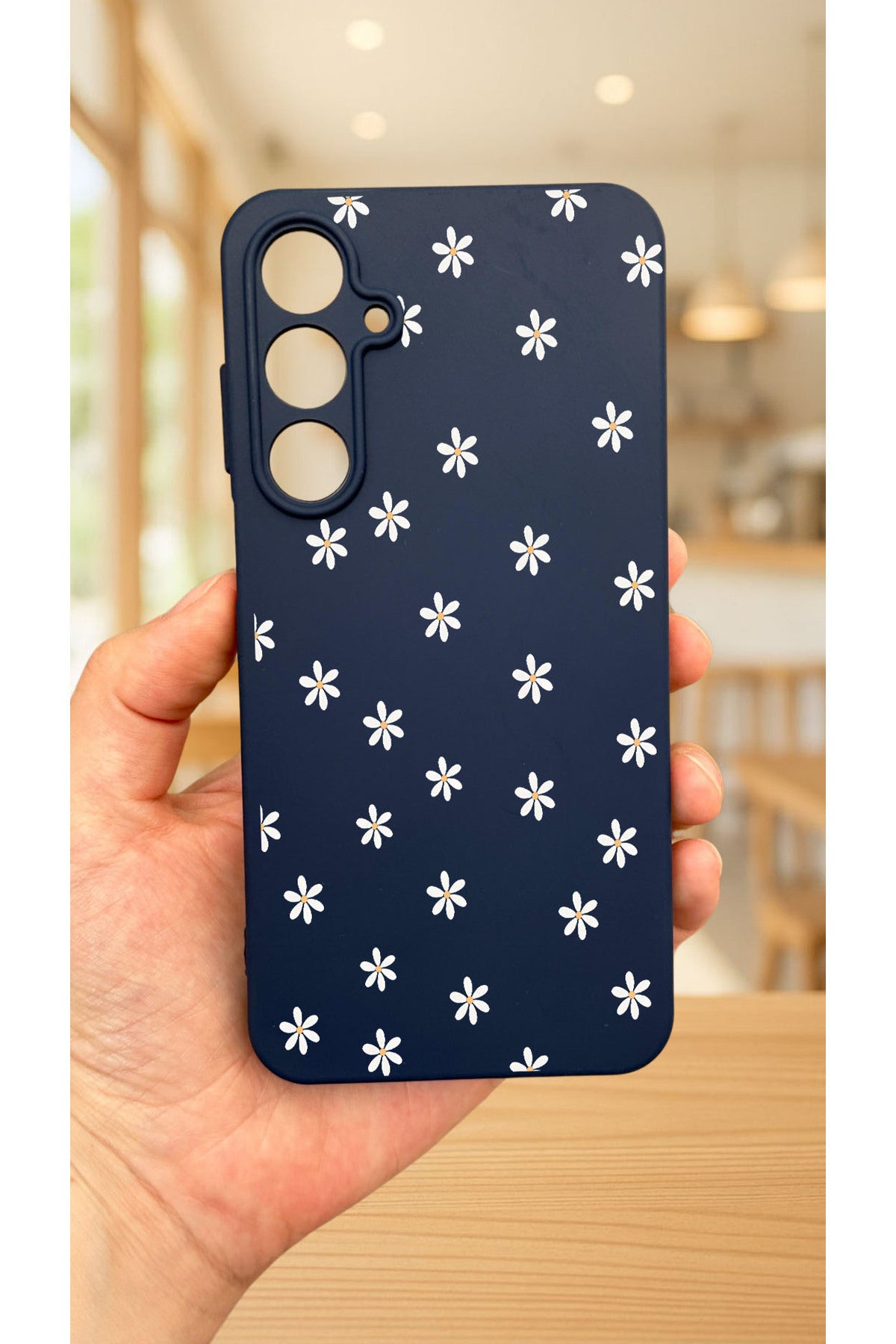 Samsung Galaxy A55 -MİNİ PAPATYA DESENLİ Silikon Darbe Emici Klasik Korumalı Rubber Kılıf