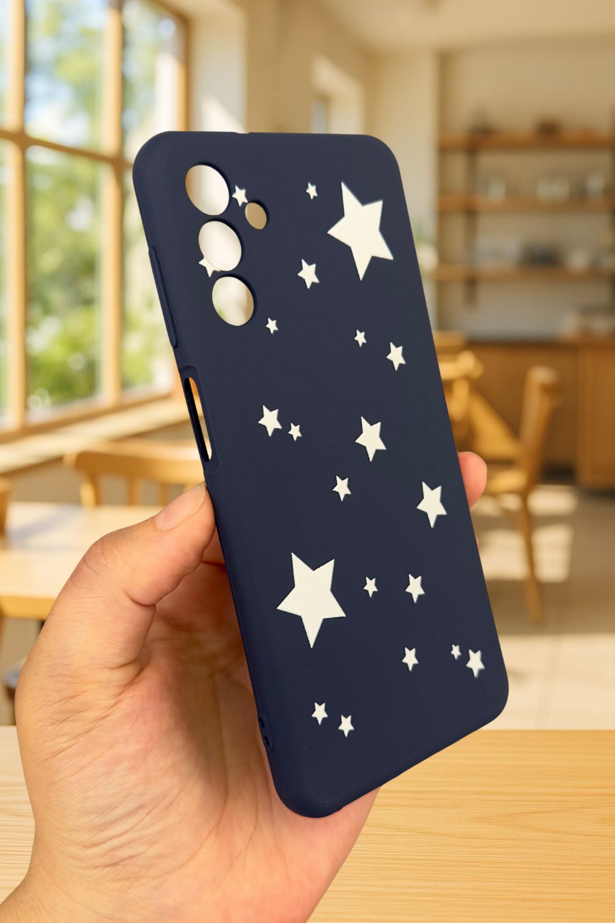 Samsung Galaxy A54 Uyumlu Mini Yıldız Desenli Silikon Darbe Emici Klasik Korumalı Rubber Kılıf