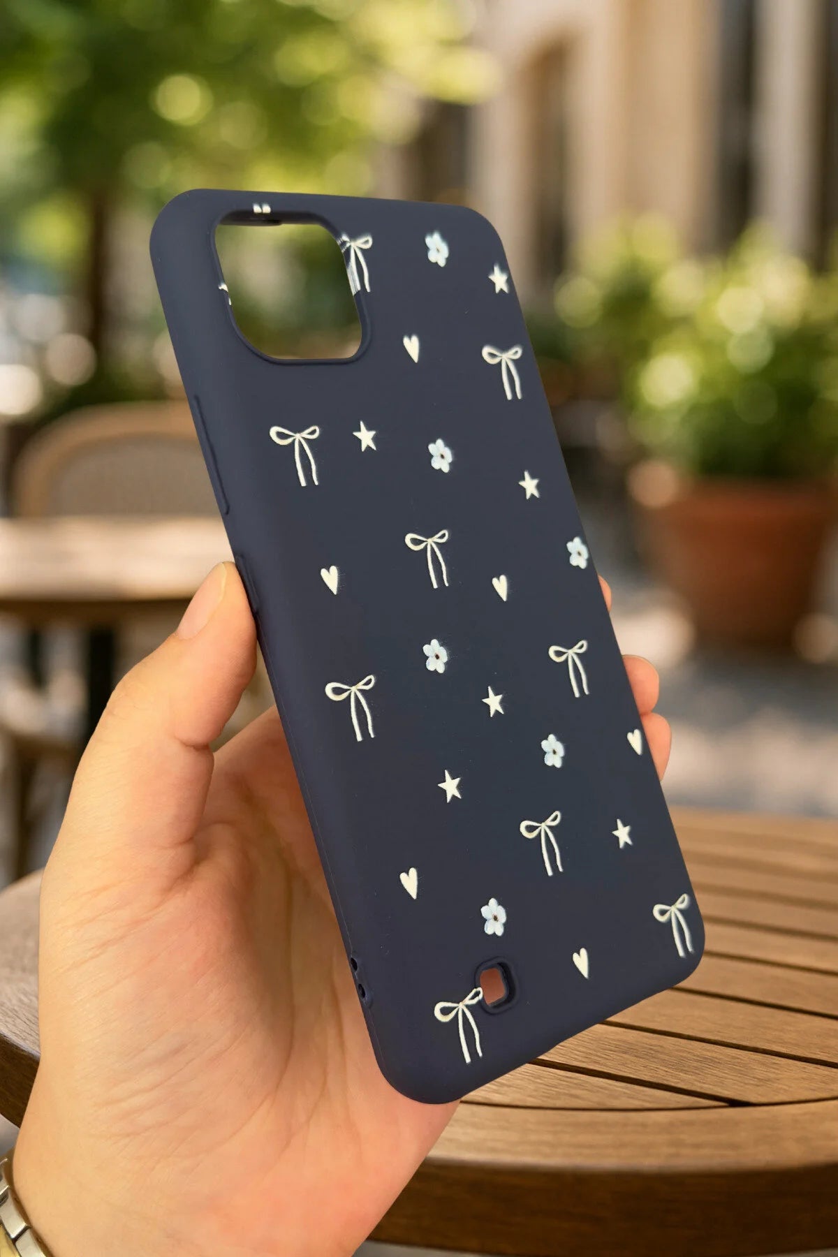 Realme C11 - MİNİ FİYONK DESENLİ Silikon Darbe Emici Klasik Korumalı Rubber Kılıf