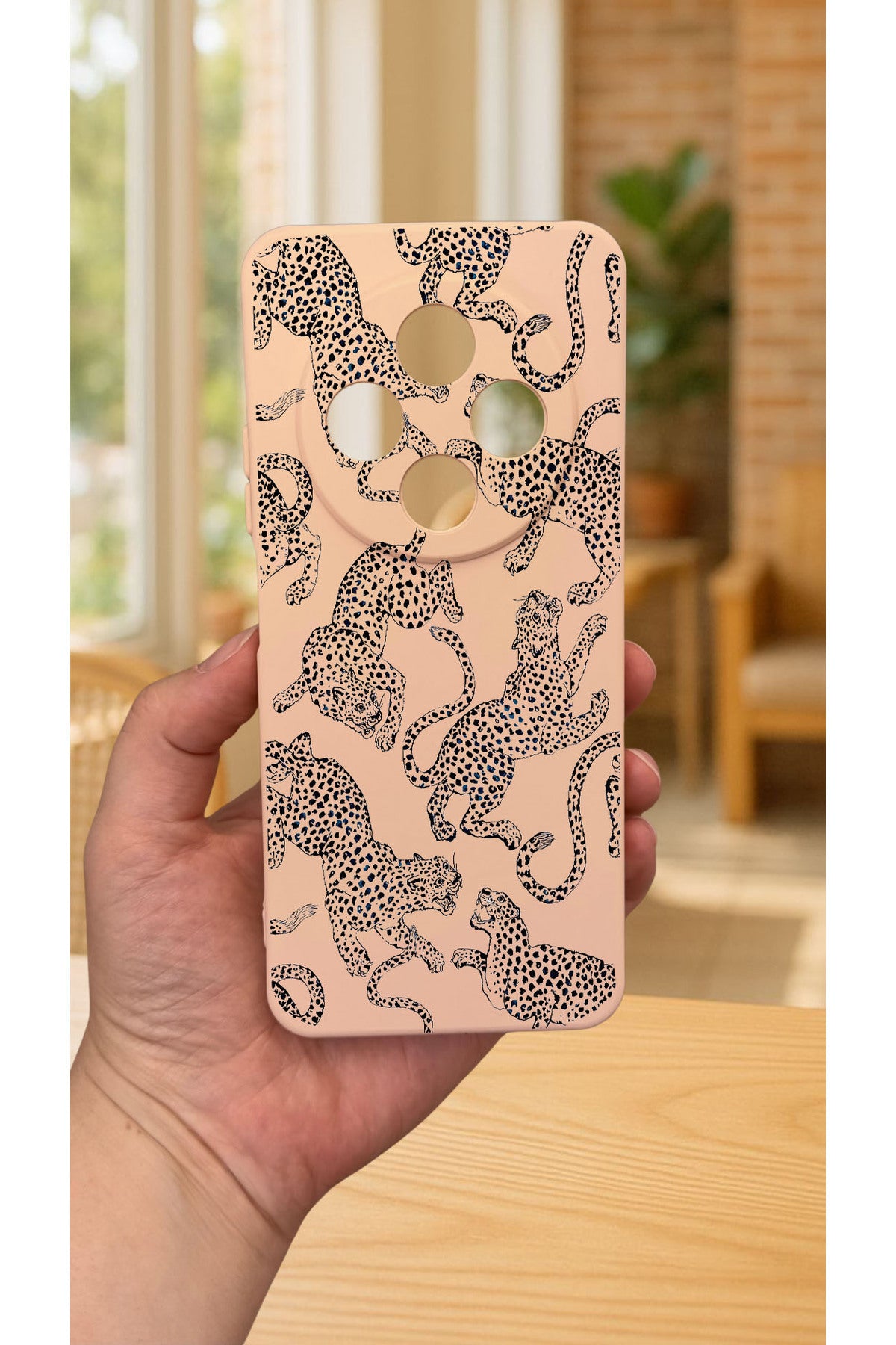 Redmi 14C -LEOPAR DESENLİ Silikon Darbe Emici Klasik Korumalı Rubber Kılıf