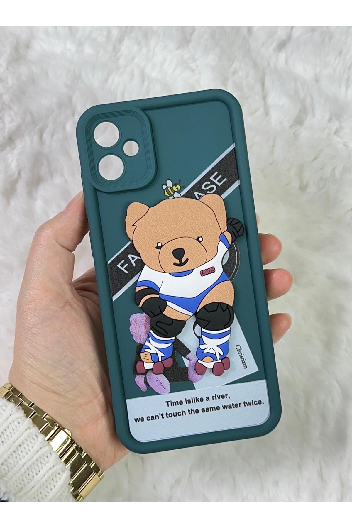 Samsung Galaxy A05 - Kabartmalı 3D Ayıcık Desenli Silikon Kamera Korumalı Lansman Ayıcıklı Kılıf