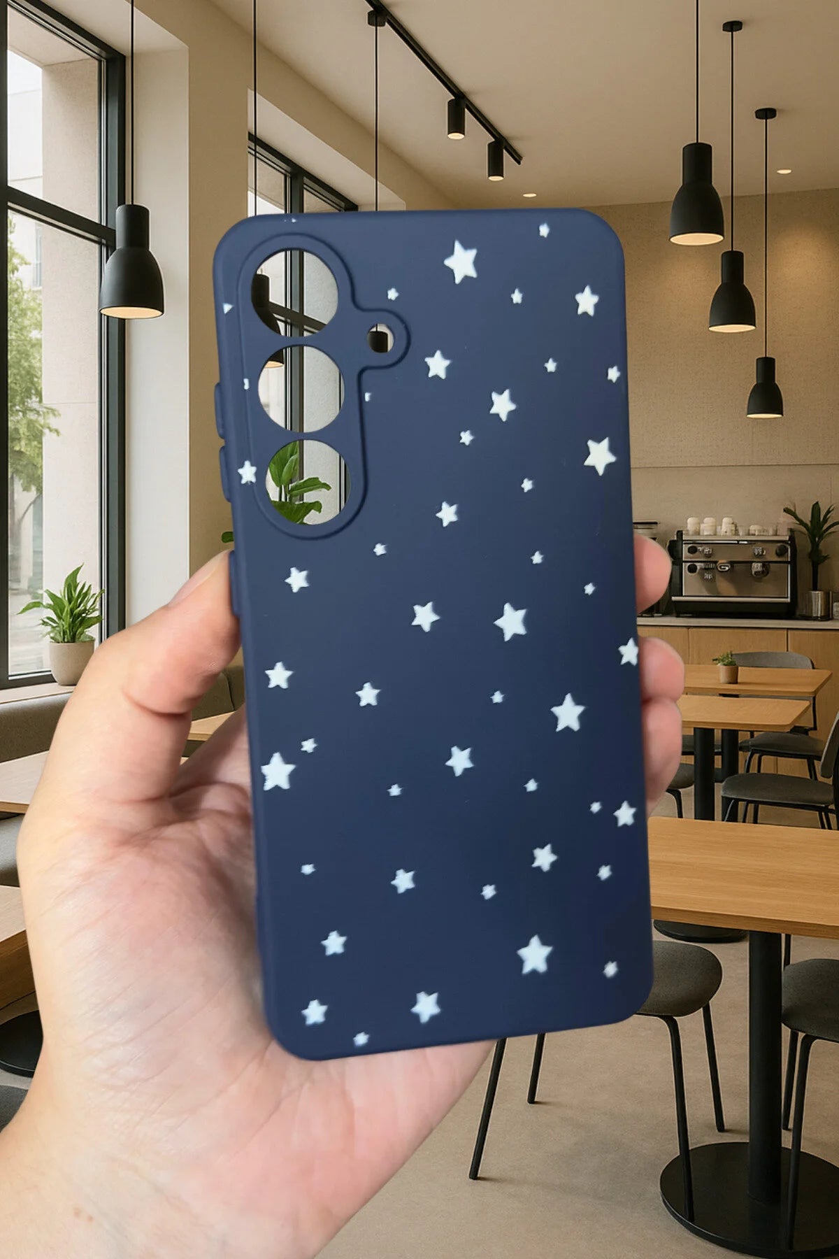 Samsung Galaxy A15 - MİNİMAL YILDIZ DESENLİ Silikon Darbe Emici Klasik Korumalı Rubber Kılıf