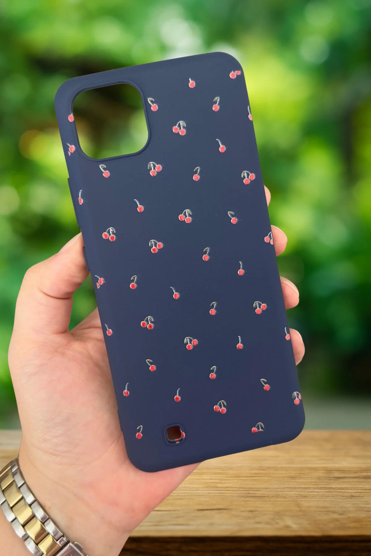 Realme C11 - MİNİ KİRAZ DESENLİ Silikon Darbe Emici Klasik Korumalı Rubber Kılıf