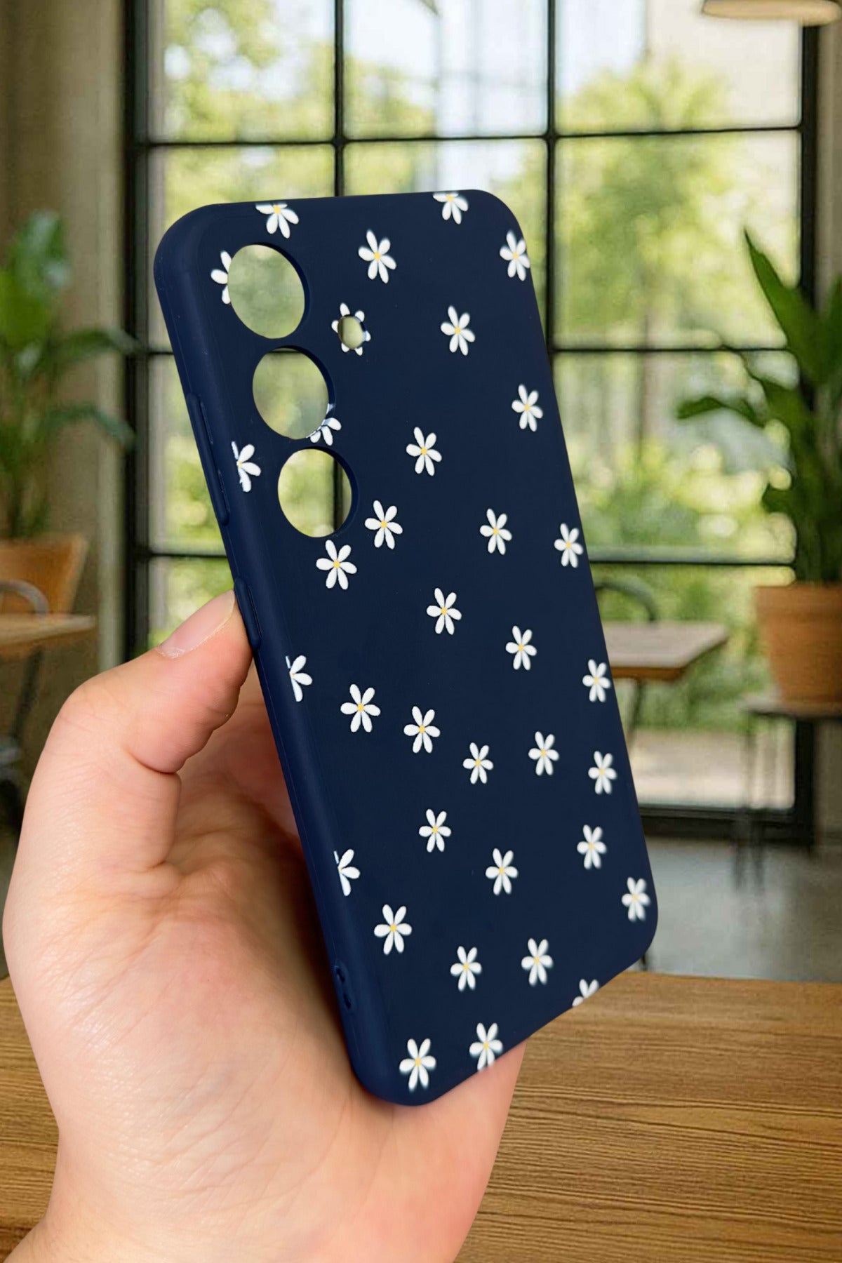 Samsung Galaxy S24 - MİNİ PAPATYA DESENLİ Silikon Darbe Emici Klasik Korumalı Rubber Kılıf