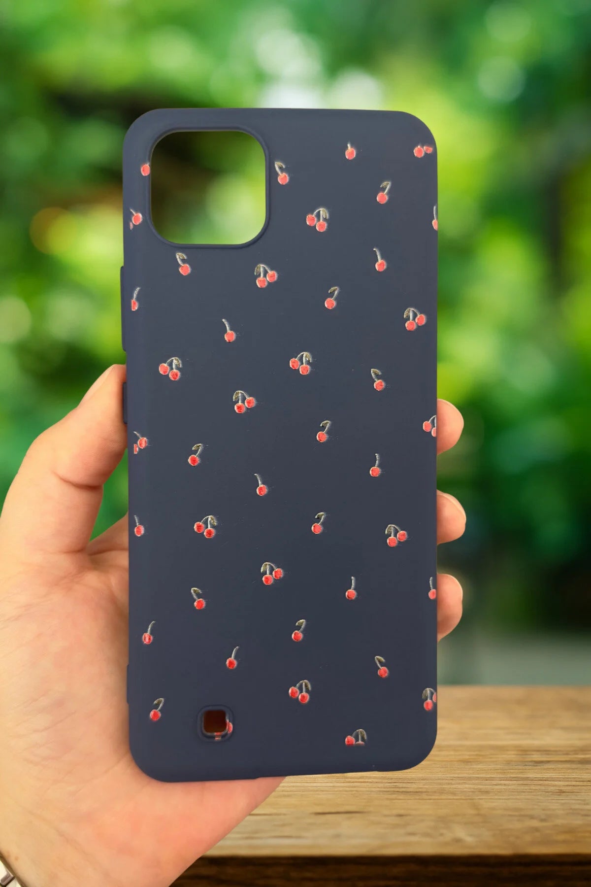 Realme C11 - MİNİ KİRAZ DESENLİ Silikon Darbe Emici Klasik Korumalı Rubber Kılıf