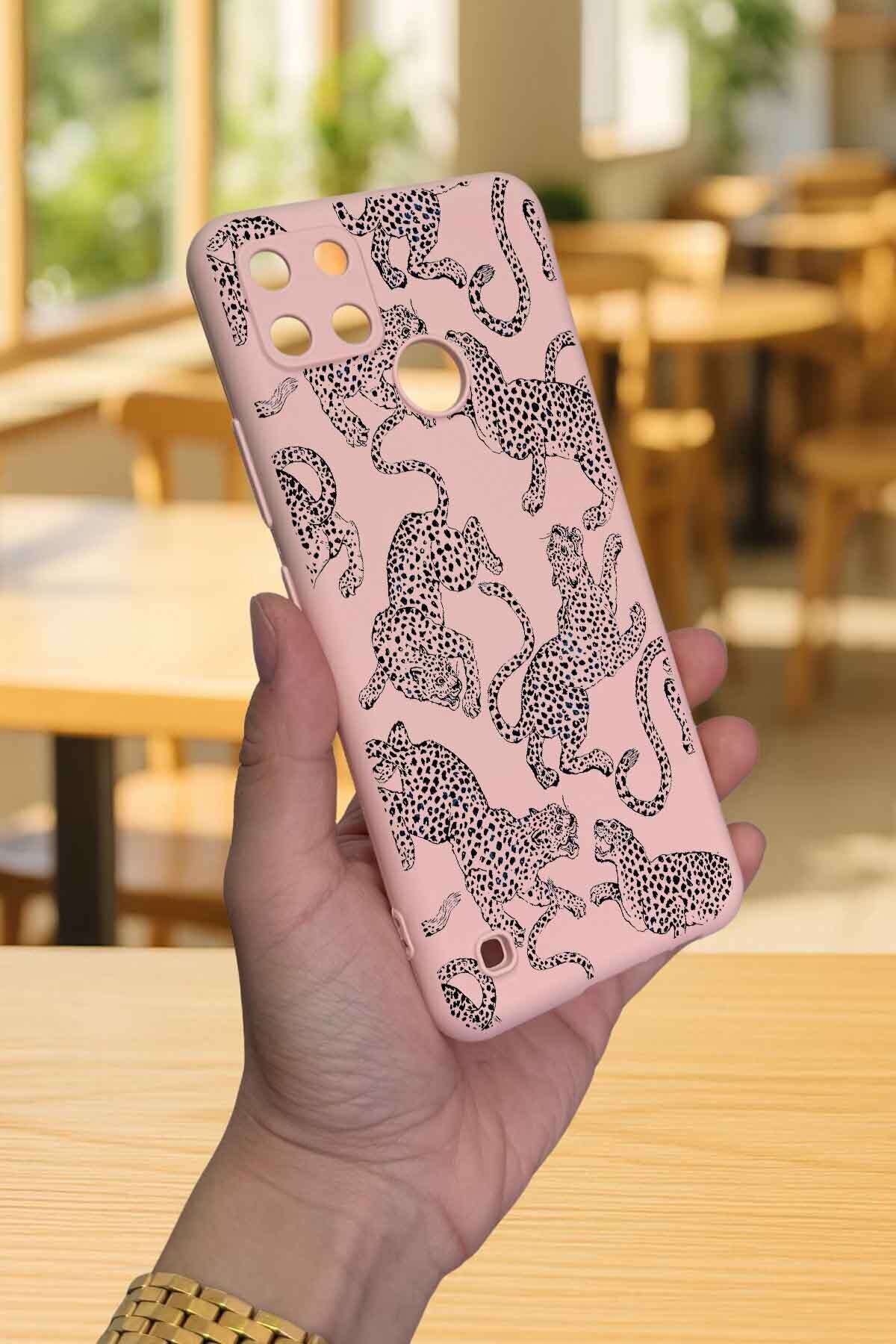 Realme C21Y Ve C25Y -LEOPAR DESENLİ Silikon Darbe Emici Klasik Korumalı Rubber Kılıf