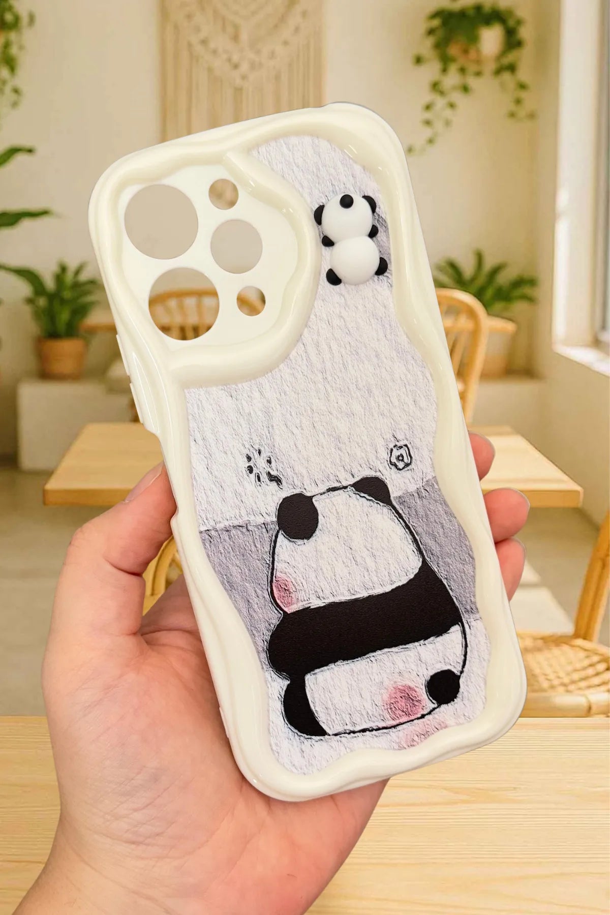 Redmi 12 Sevimli Ayıcık Panda Desenli 3 Boyutlu Şirin Parlak Tasarım Panda Kılıf