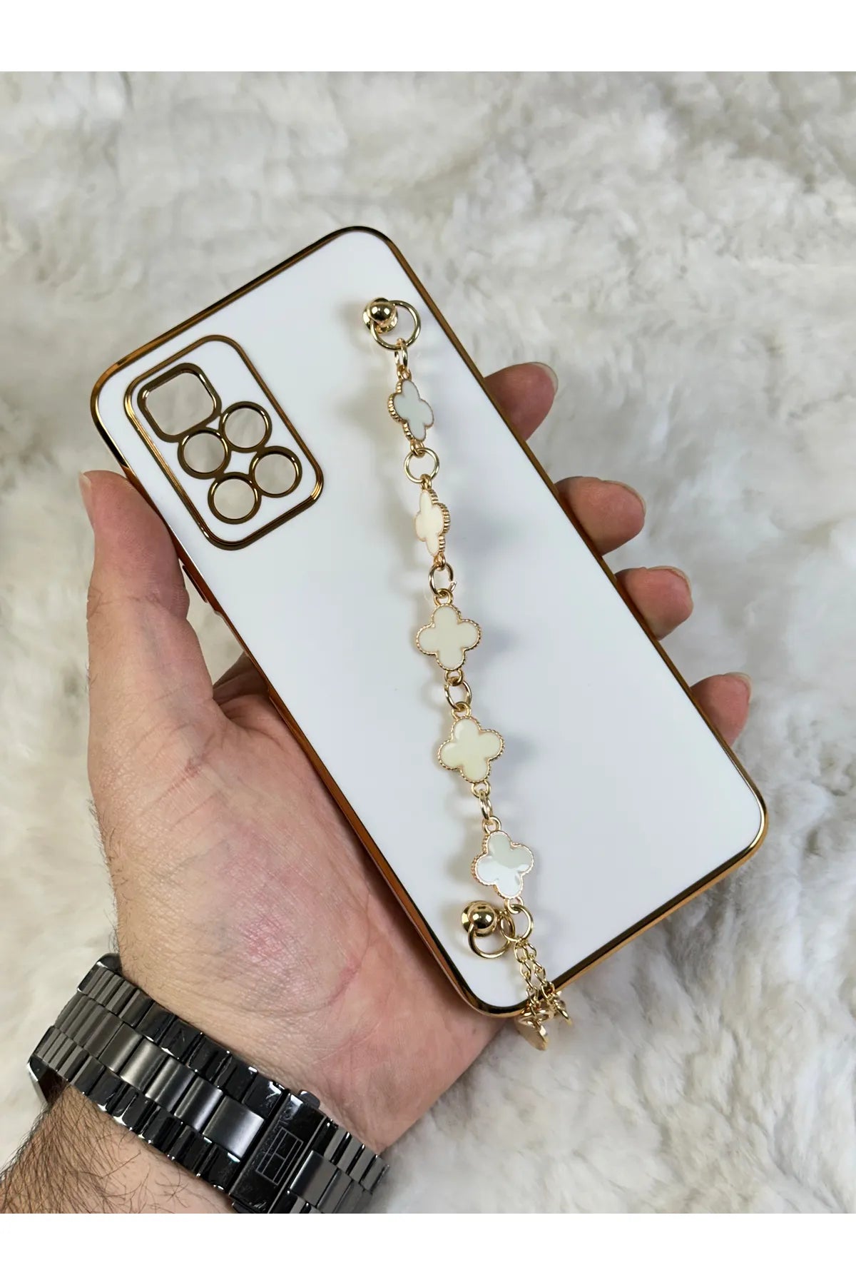 Xiaomi Redmi 10 Gold Kenarlı Parlak Kamera Korumalı Elçek Kılıf