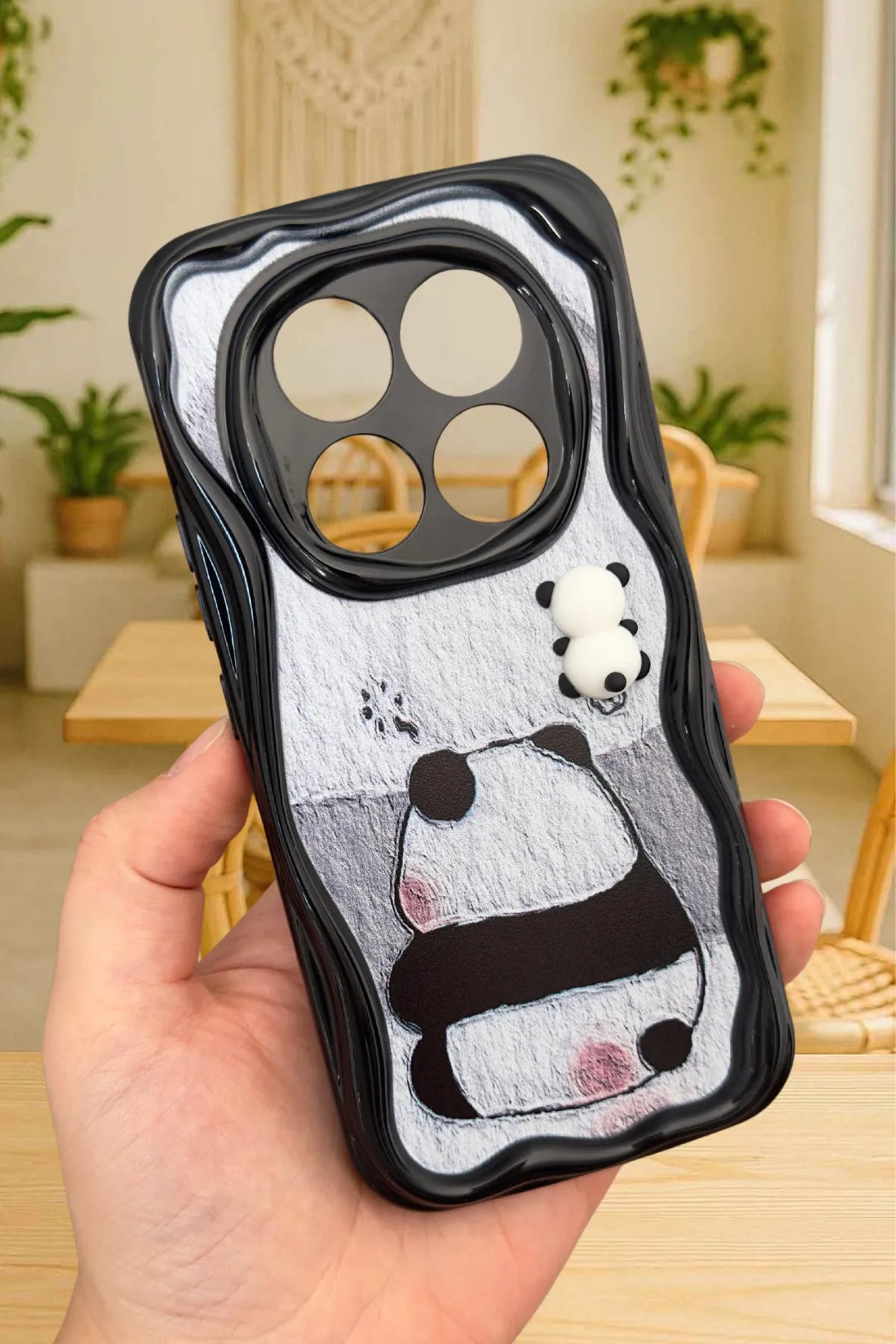 Redmi Note 14 Pro 5G Sevimli Ayıcık Panda Desenli 3 Boyutlu Şirin Parlak Tasarım Panda Kılıf