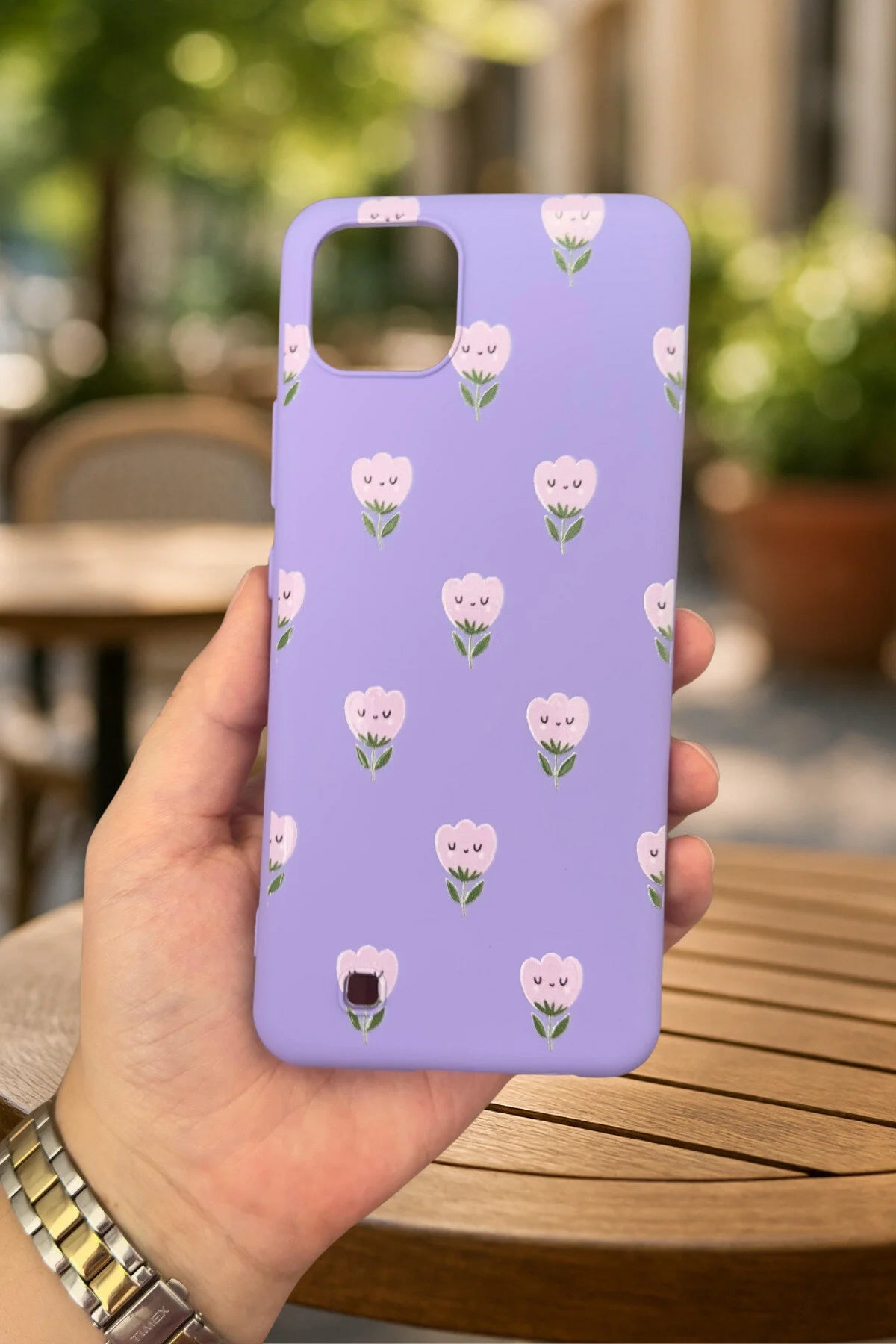 Realme C11 - MİNİ LALE DESENLİ Silikon Darbe Emici Klasik Korumalı Rubber Kılıf