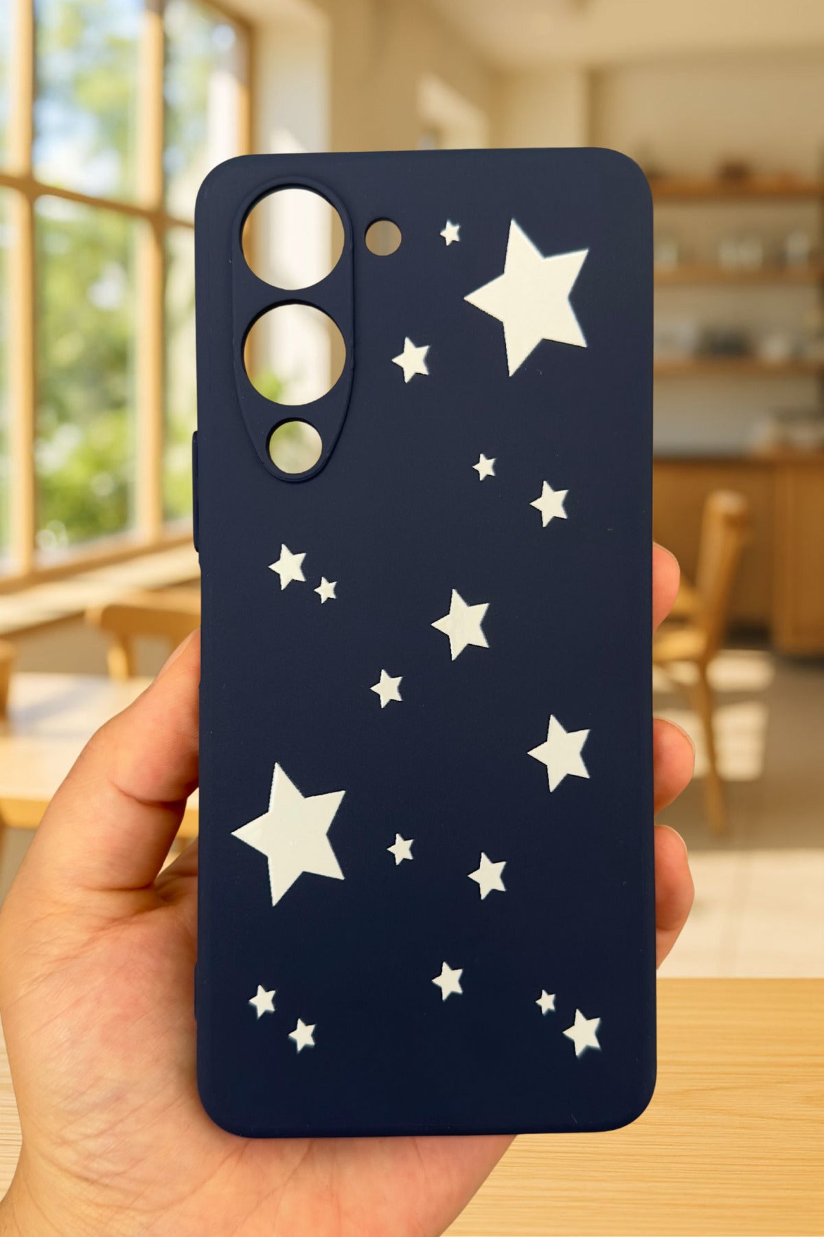 VİVO Y19 Uyumlu Mini Yıldız Desenli Silikon Darbe Emici Klasik Korumalı Rubber Kılıf