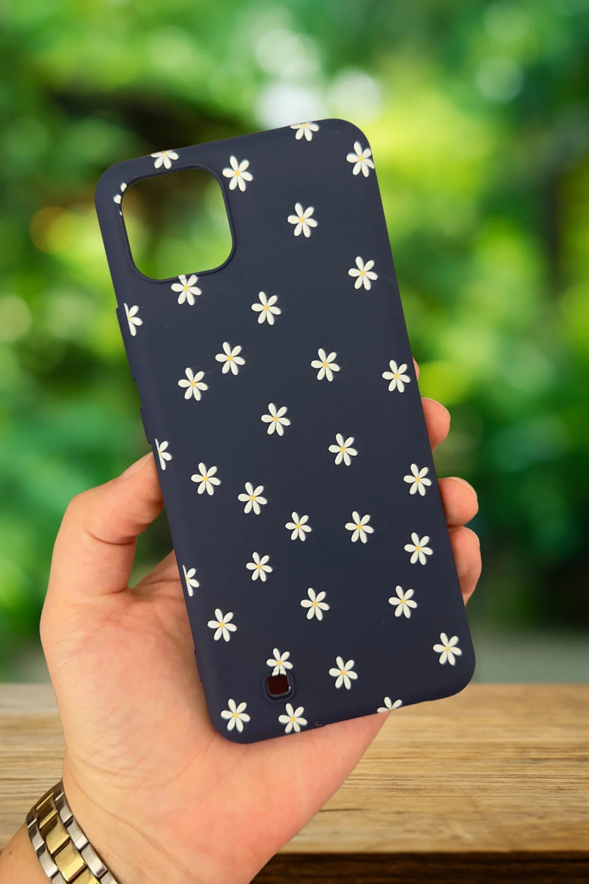 Realme C11 - MİNİ PAPATYA DESENLİ Silikon Darbe Emici Klasik Korumalı Rubber Kılıf