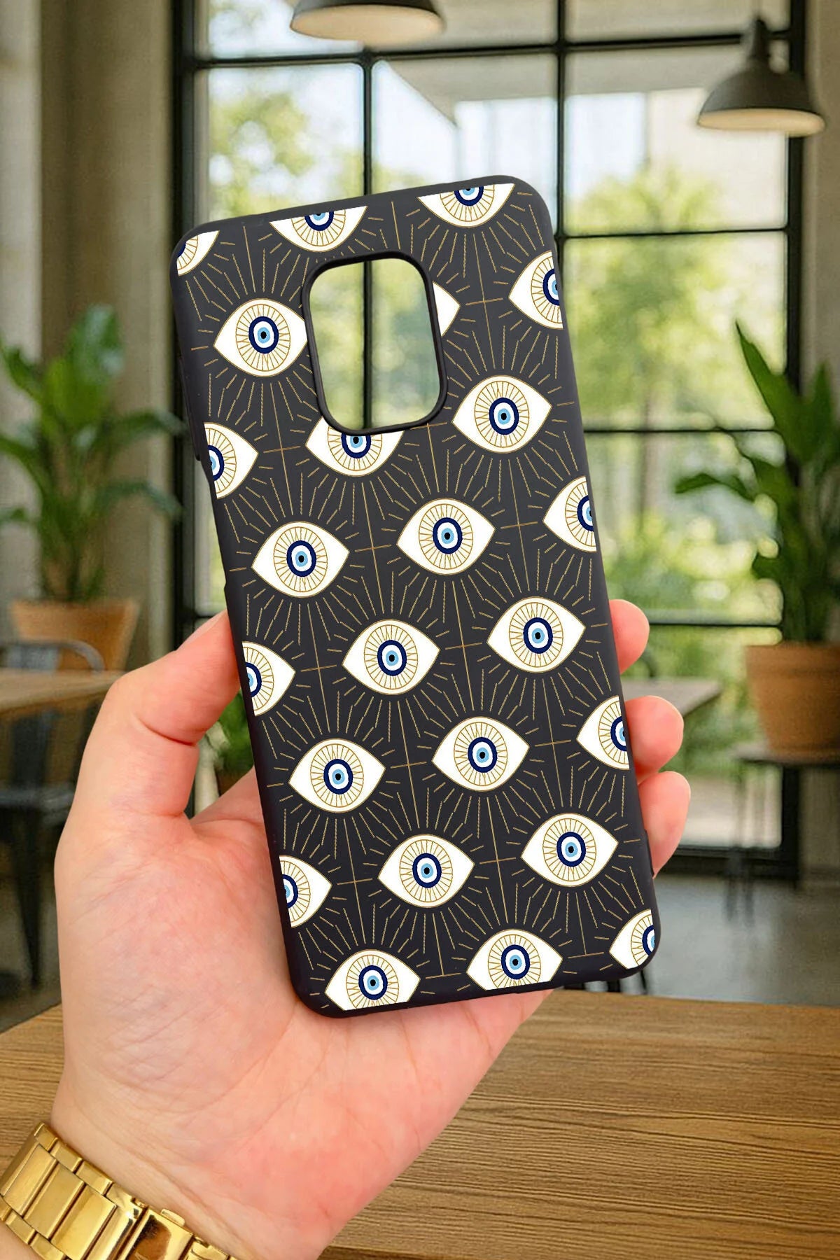 Redmi Note 9 Pro/9S Uyumlu EVIL EYE DESENLİ Silikon Darbe Emici Klasik Korumalı Rubber Kılıf