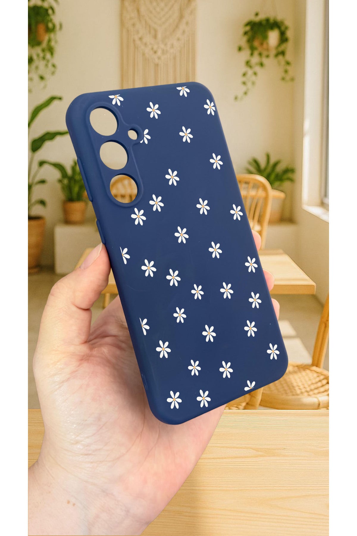 Samsung Galaxy S23FE -MİNİ PAPATYA DESENLİ Silikon Darbe Emici Klasik Korumalı Rubber Kılıf