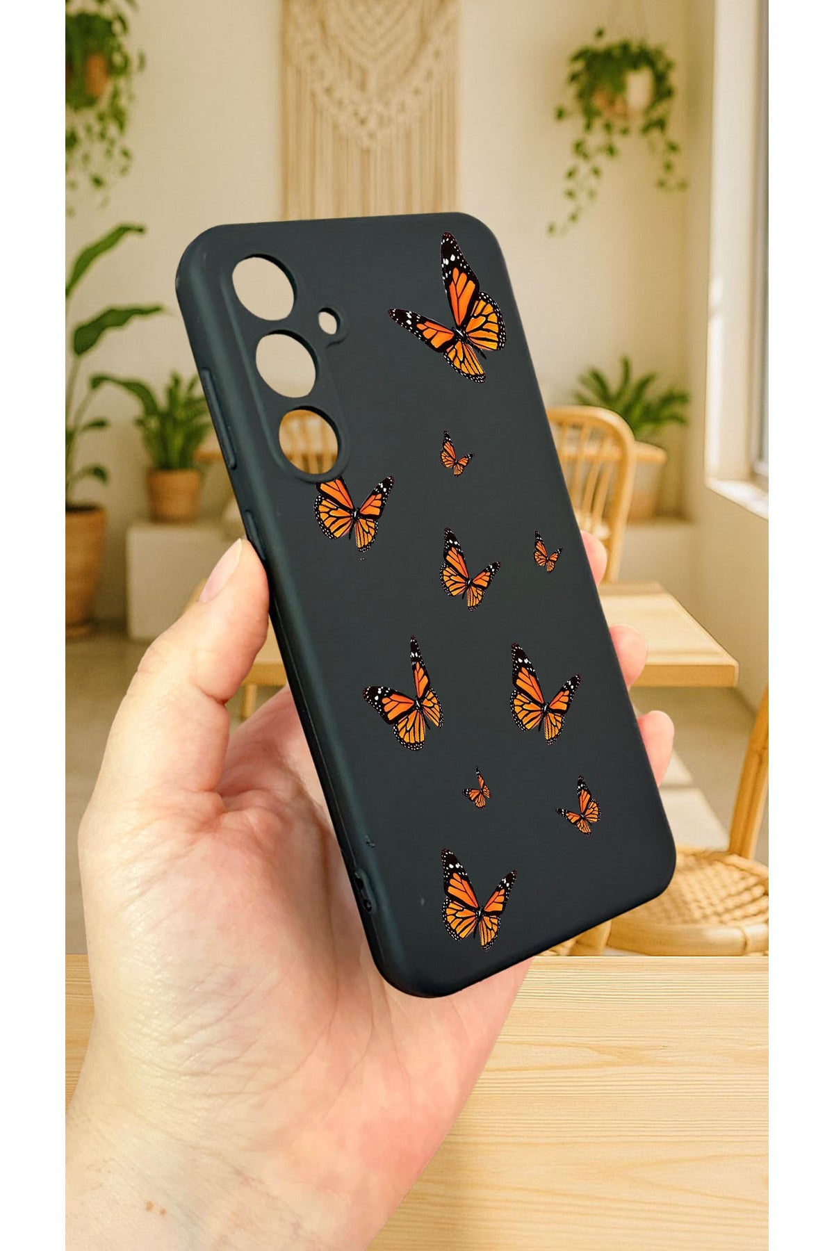 Samsung Galaxy S24FE -KELEBEK DESENLİ Silikon Darbe Emici Klasik Korumalı Rubber Kılıf