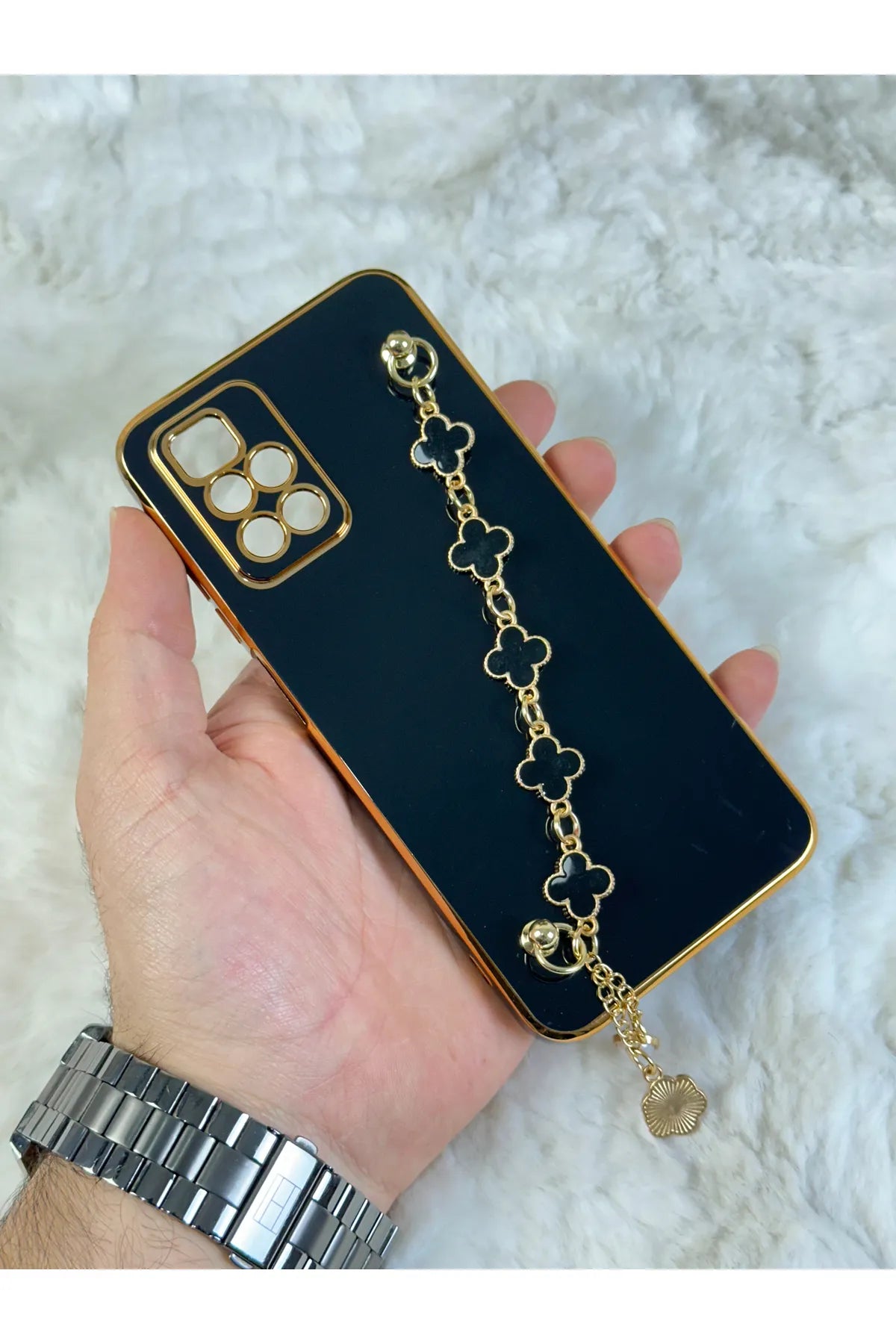 Xiaomi Redmi 10 Gold Kenarlı Parlak Kamera Korumalı Elçek Kılıf