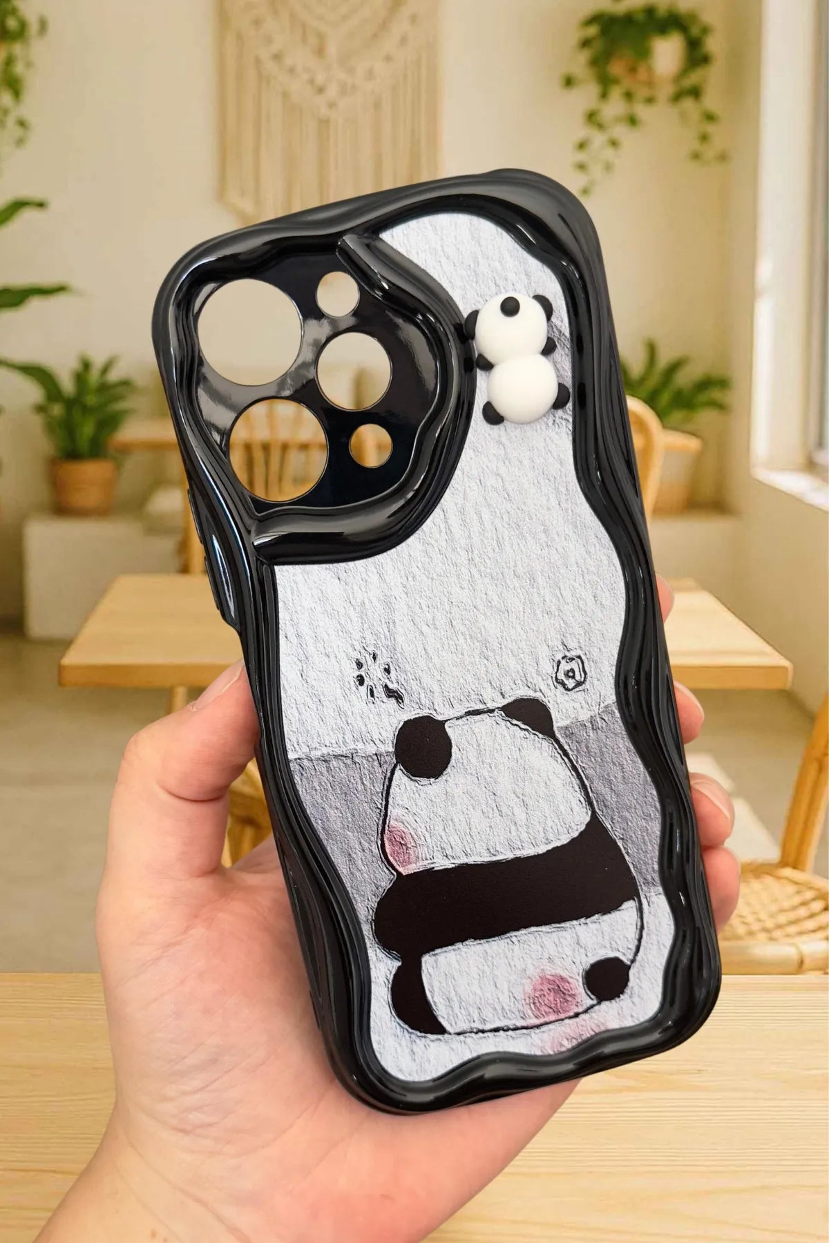 Redmi 12 Sevimli Ayıcık Panda Desenli 3 Boyutlu Şirin Parlak Tasarım Panda Kılıf