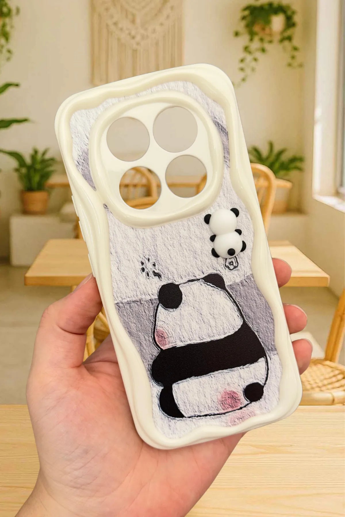 Redmi Note 14 Pro 5G Sevimli Ayıcık Panda Desenli 3 Boyutlu Şirin Parlak Tasarım Panda Kılıf