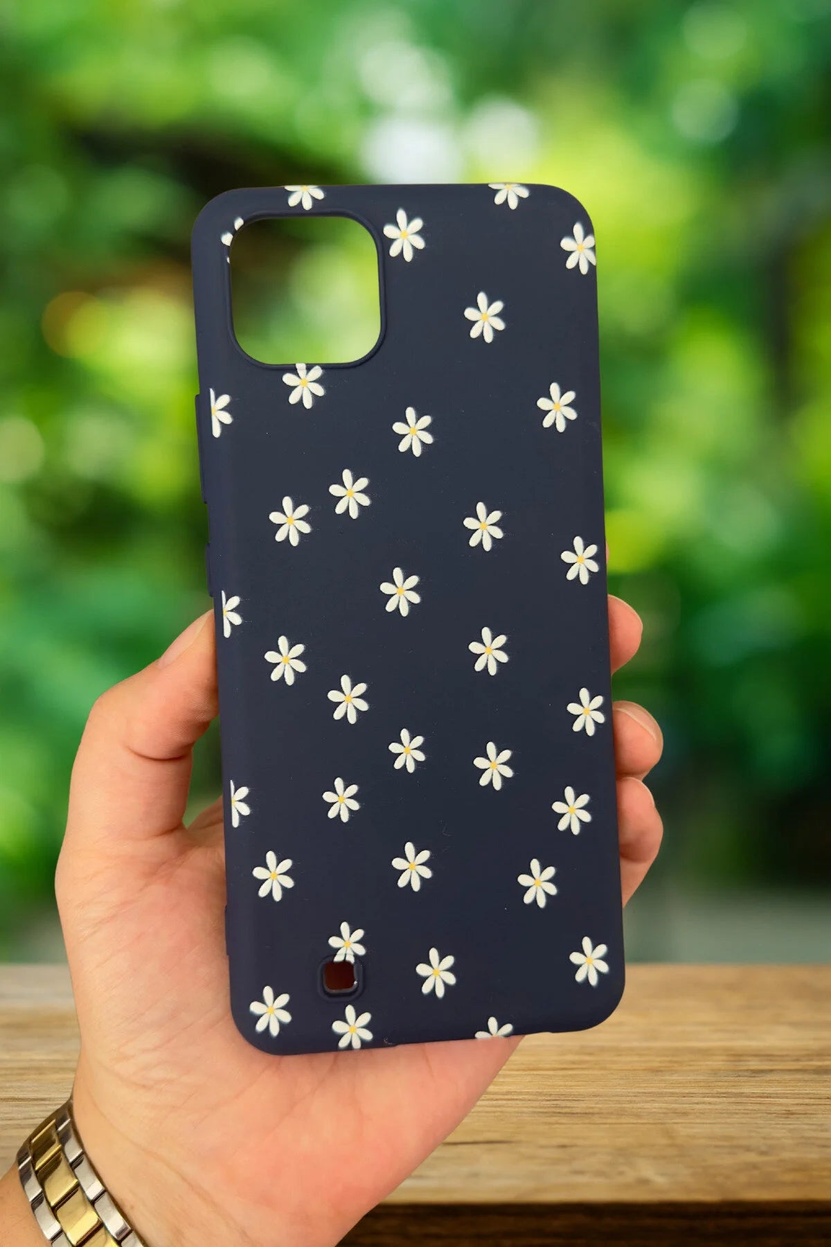 Realme C11 - MİNİ PAPATYA DESENLİ Silikon Darbe Emici Klasik Korumalı Rubber Kılıf