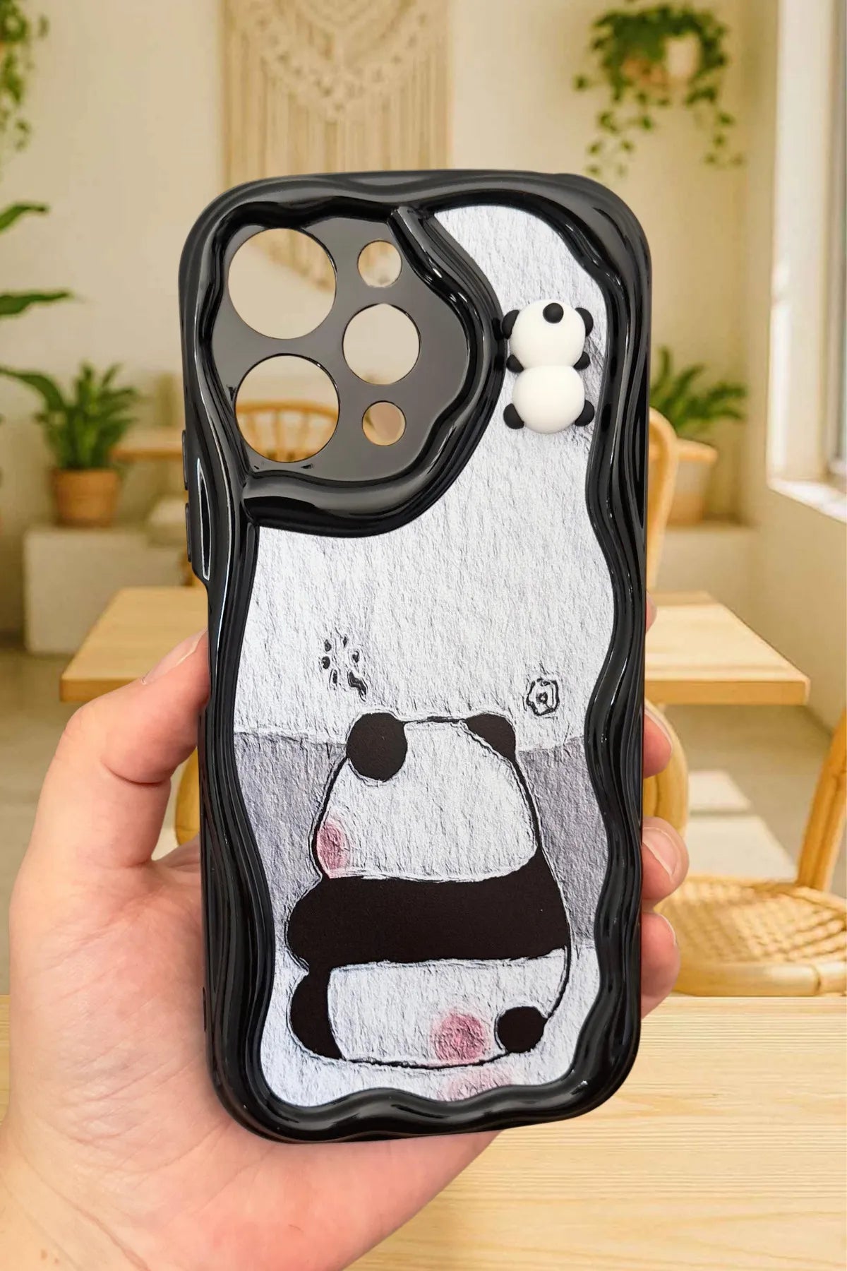 Redmi 12 Sevimli Ayıcık Panda Desenli 3 Boyutlu Şirin Parlak Tasarım Panda Kılıf