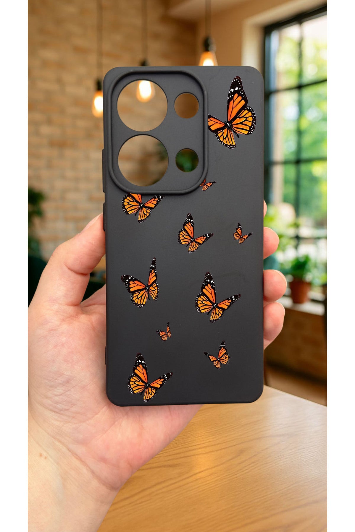 Xiaomi Redmi Note 13 4G KELEBEK DESENLİ Uyumlu Silikon Darbe Emici Klasik Korumalı Rubber Kılıf