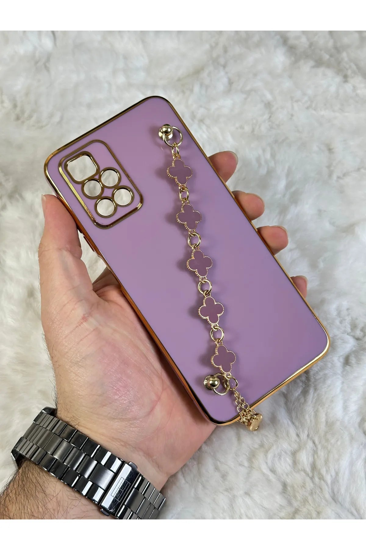 Xiaomi Redmi 10 Gold Kenarlı Parlak Kamera Korumalı Elçek Kılıf